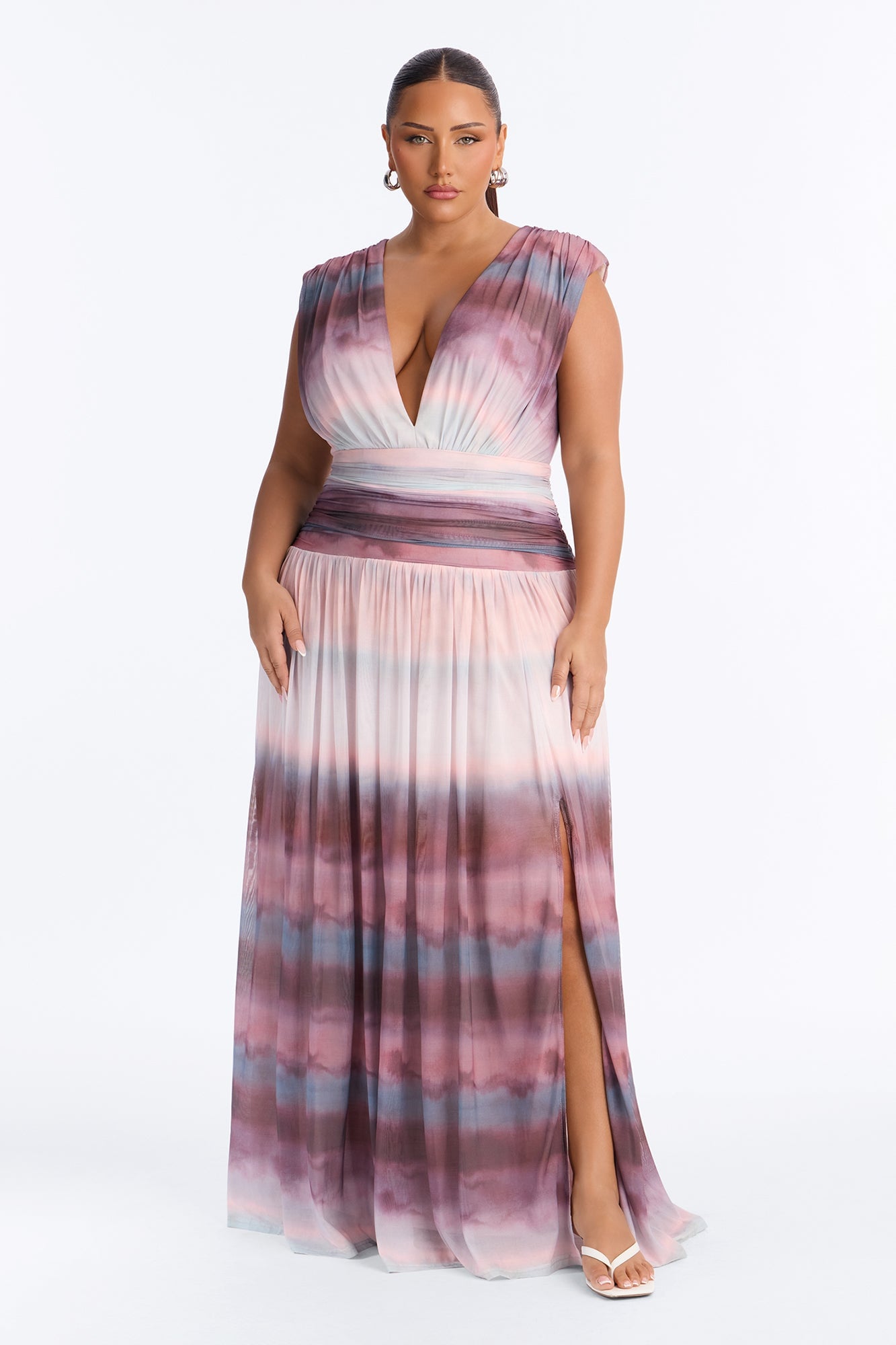 Classic Chic Mesh Maxi Dress - Mauve/combo image 1