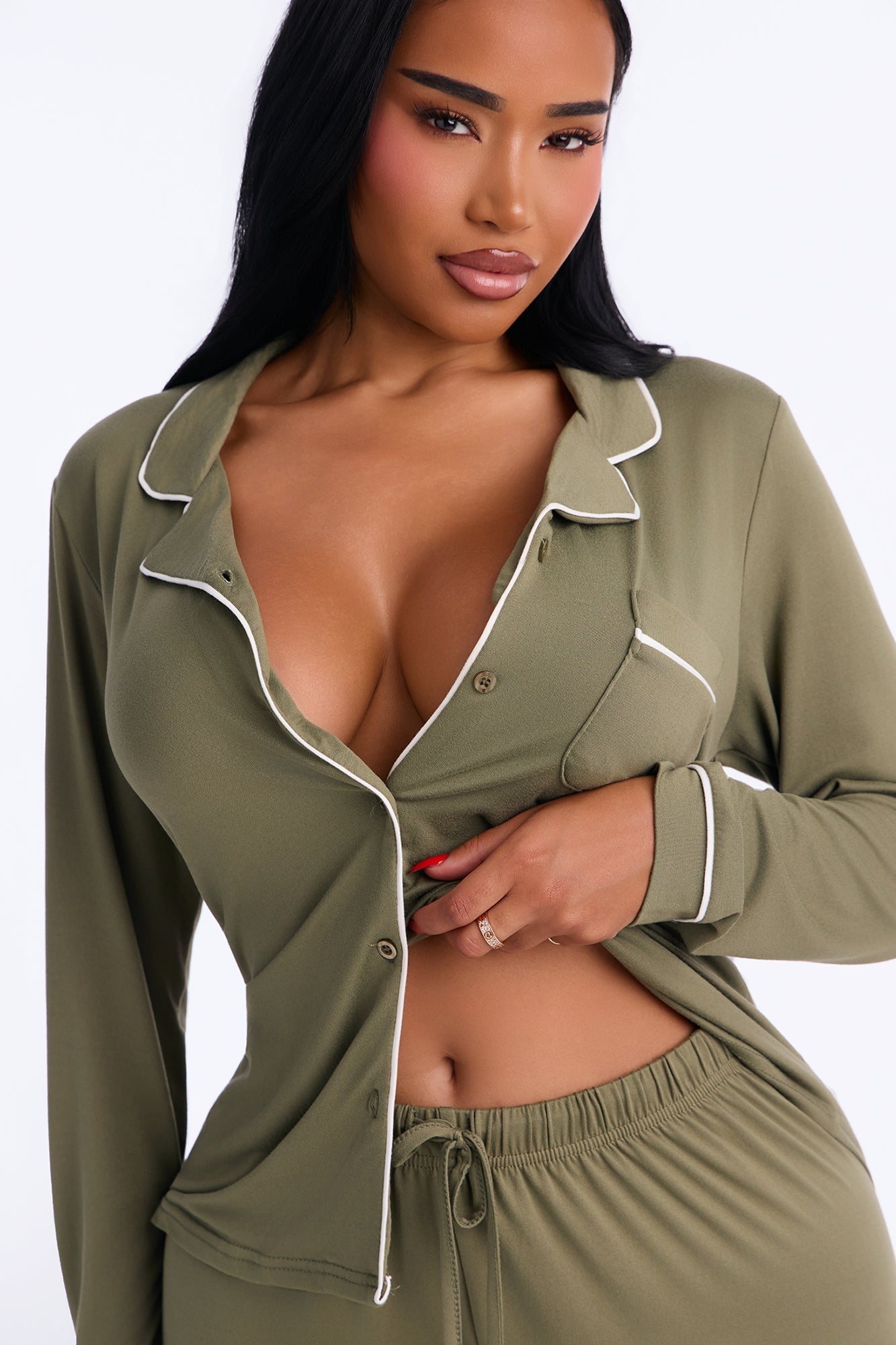 In The Morning PJ Pant Set - Olive image 3