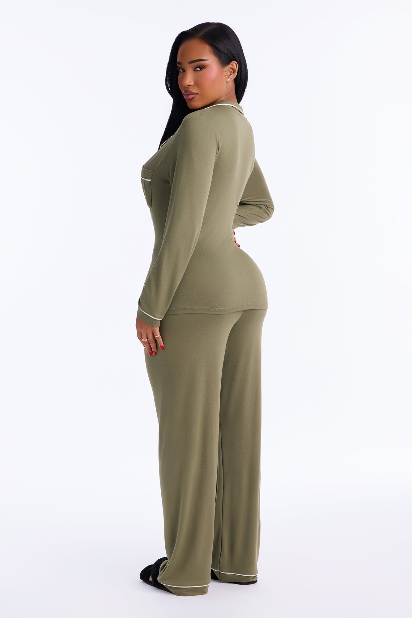 In The Morning PJ Pant Set - Olive image 4