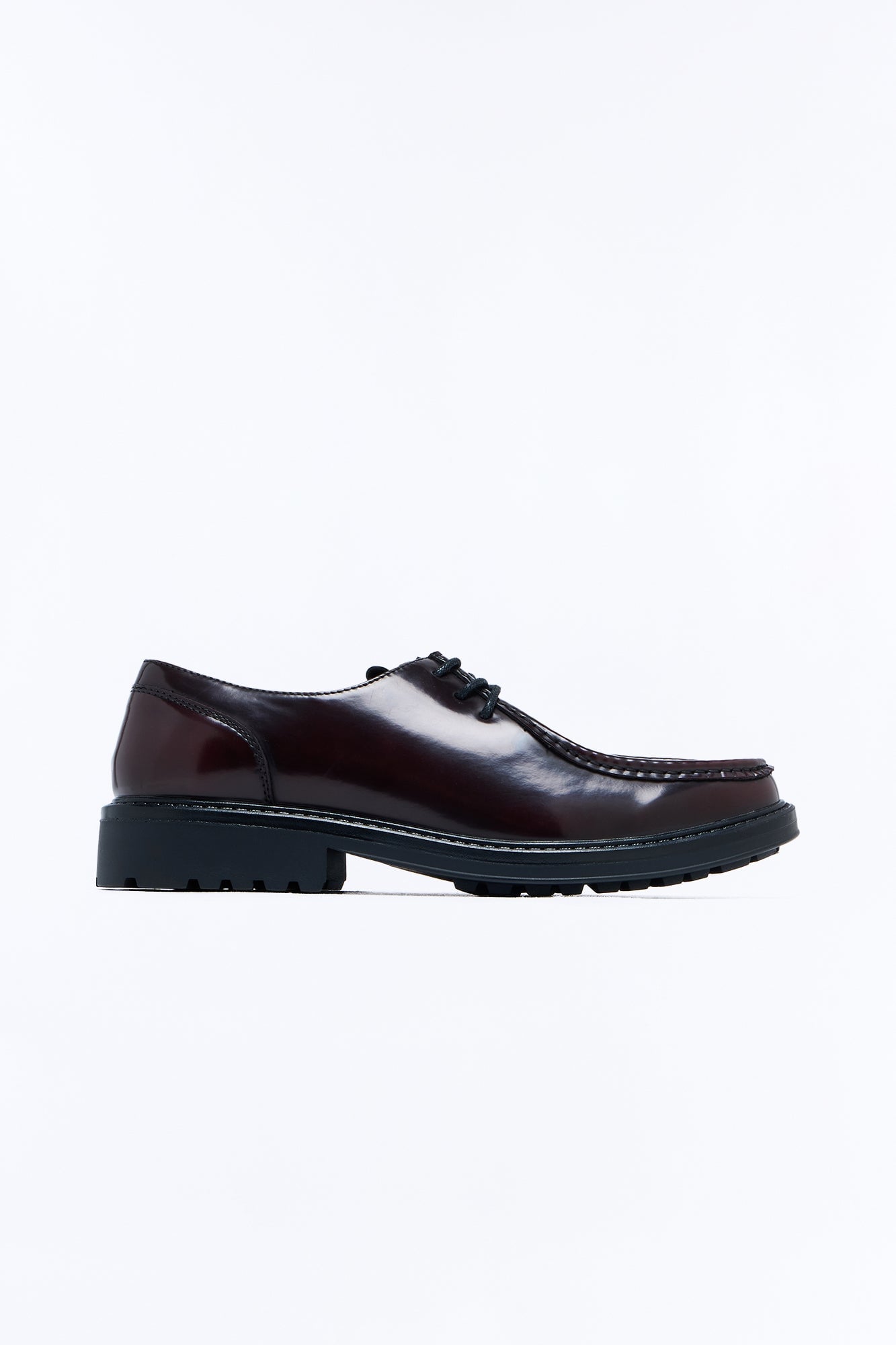 Ombre Laced Up Faux Leather Slip On Loafers - Brown image 3
