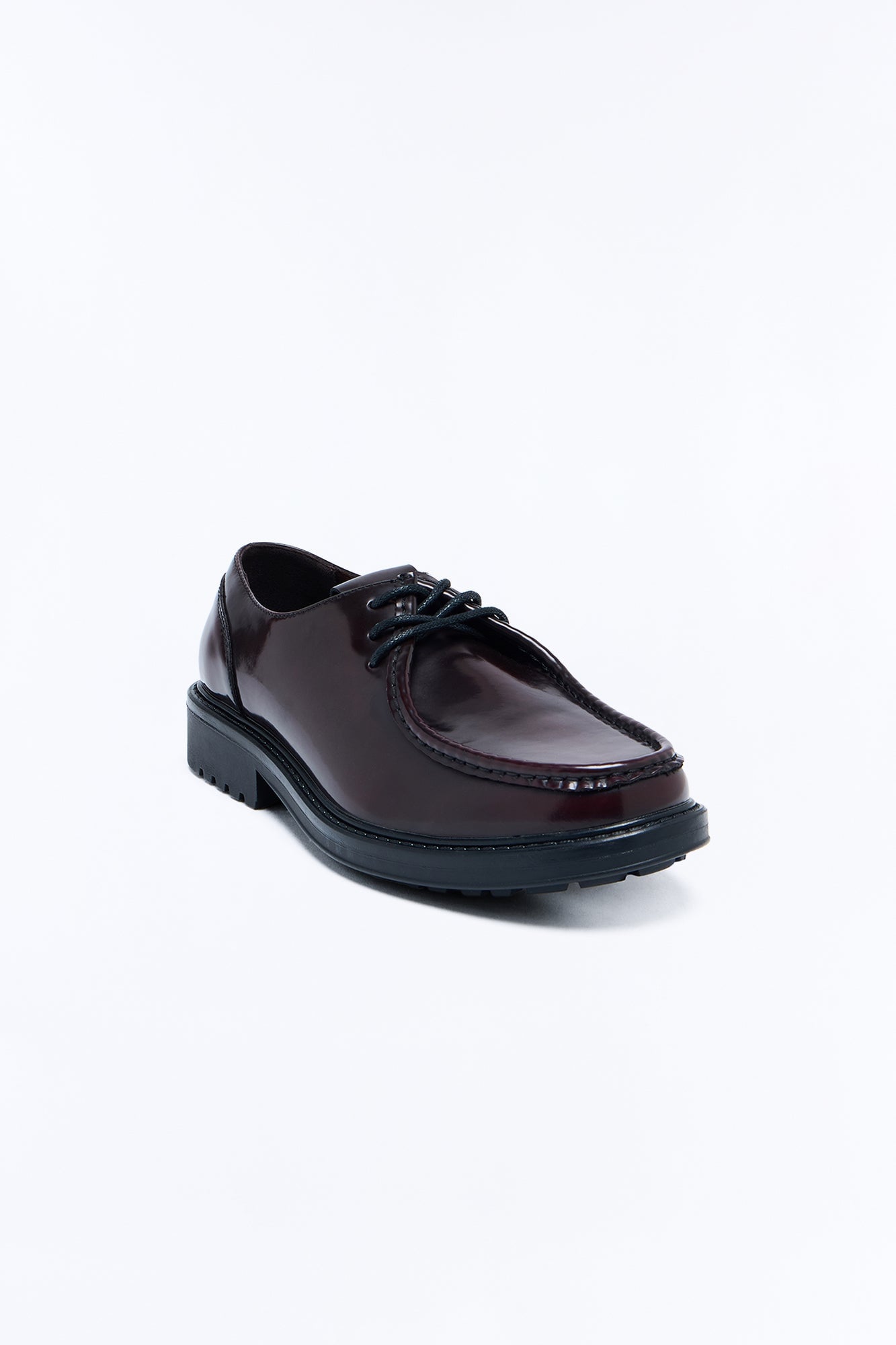 Ombre Laced Up Faux Leather Slip On Loafers - Brown image 4