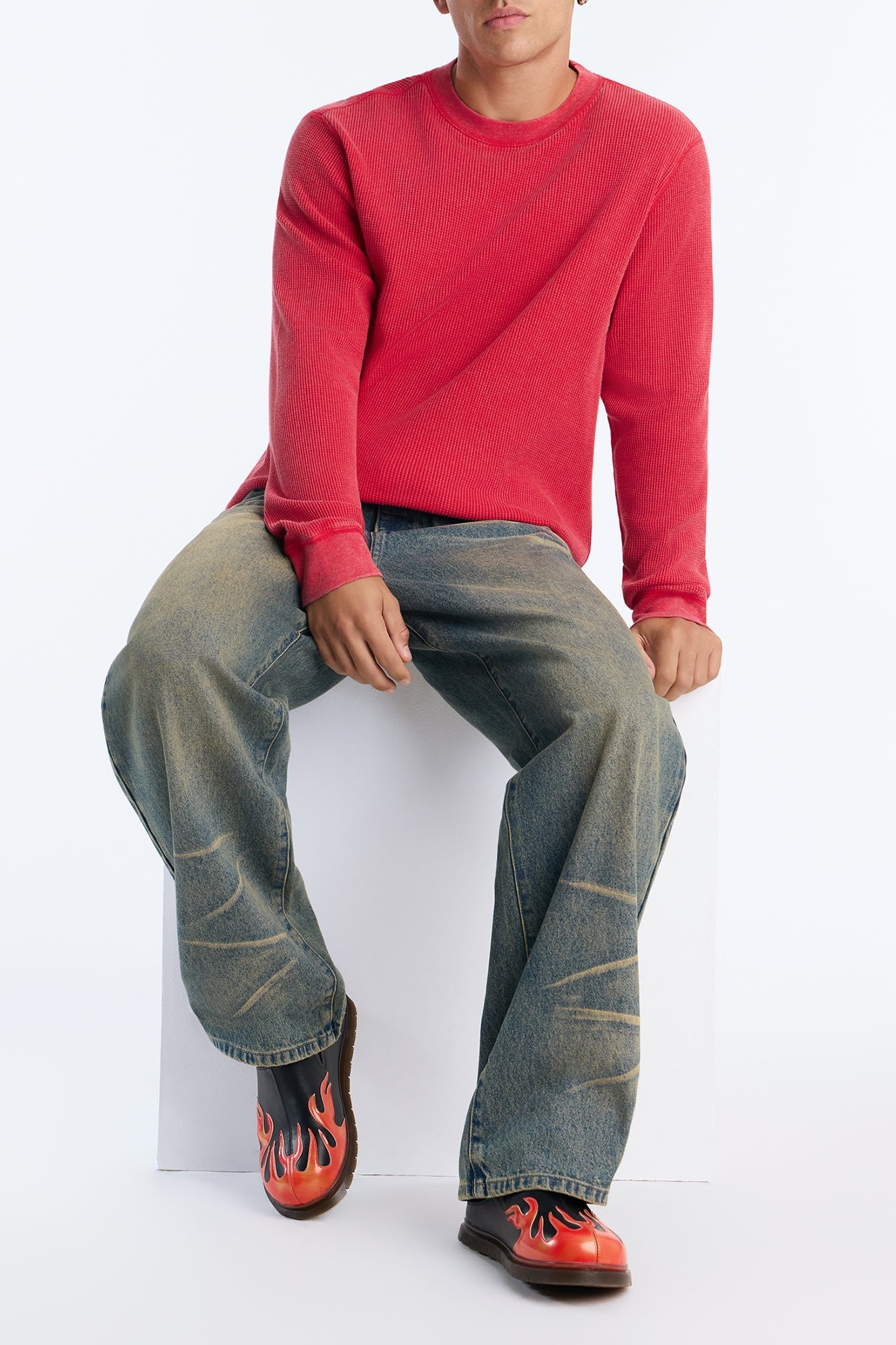 Inferno Flame Detail Slip On Mule - Black/Red image 2