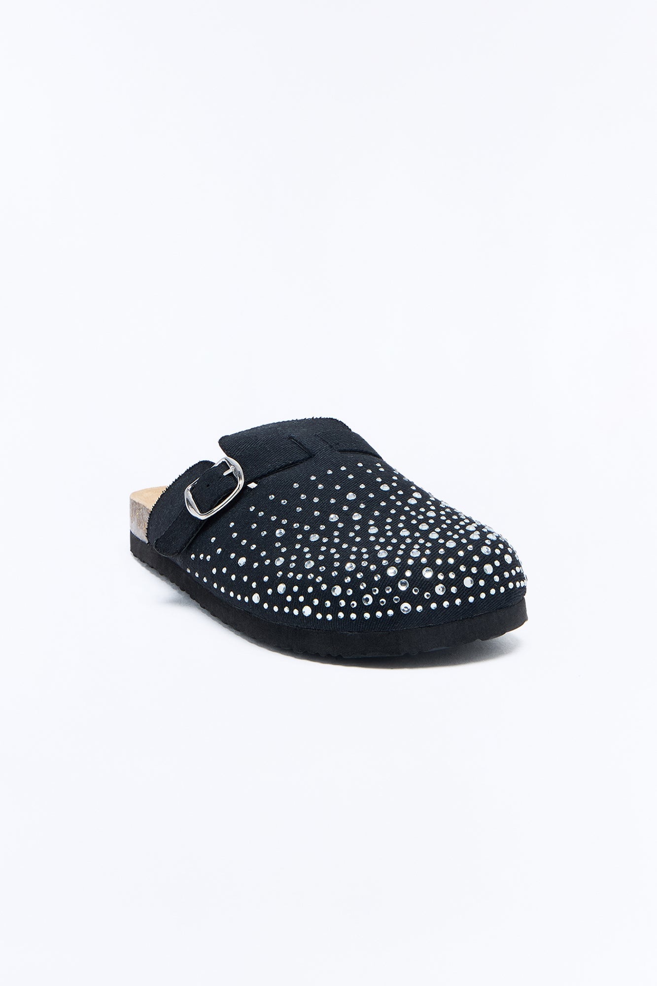 Studded Suede Buckle Detail Slip On Mule - Black image 4