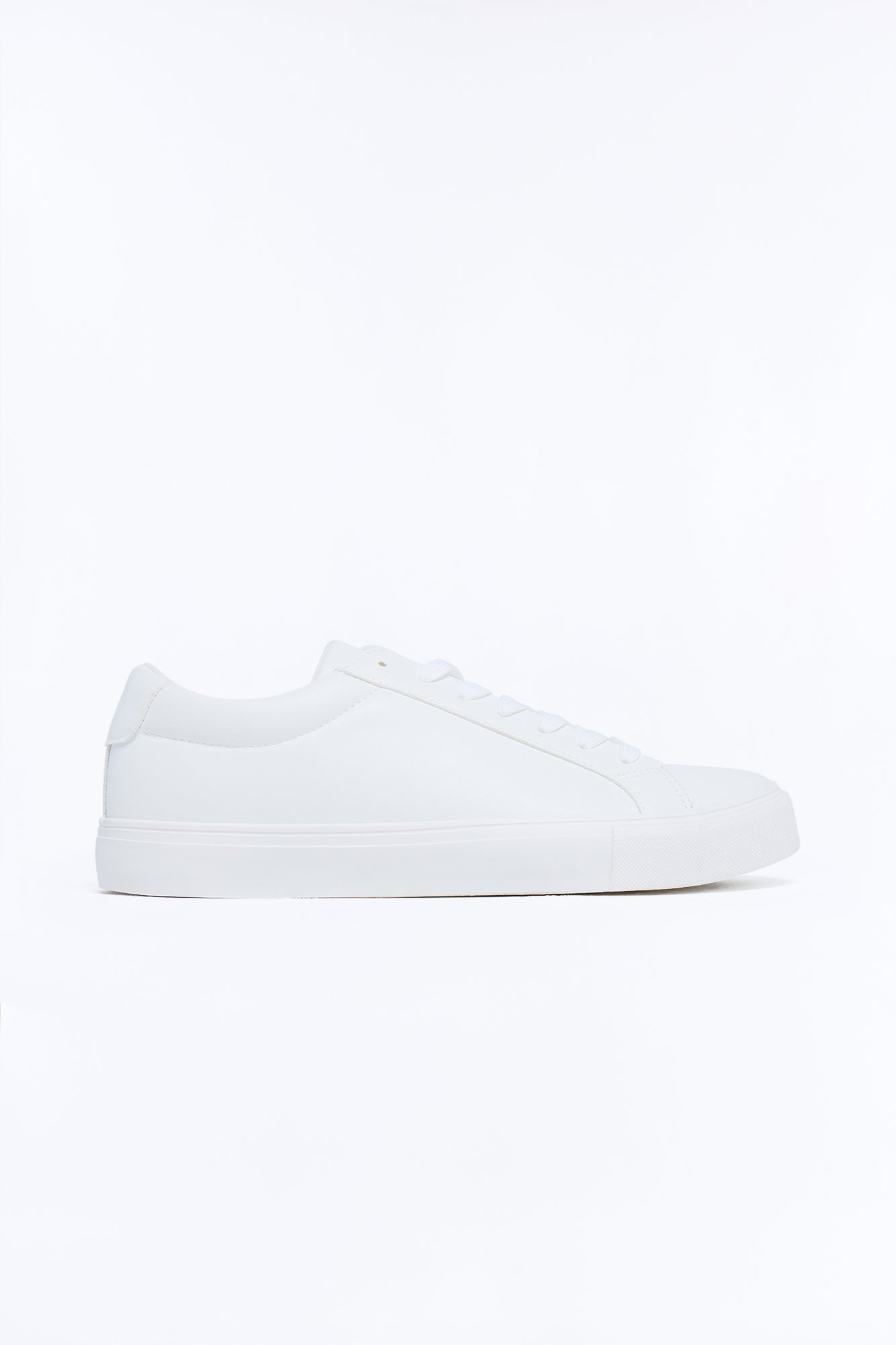 Minimal Faux Leather Low Top Sneaker - White image 3