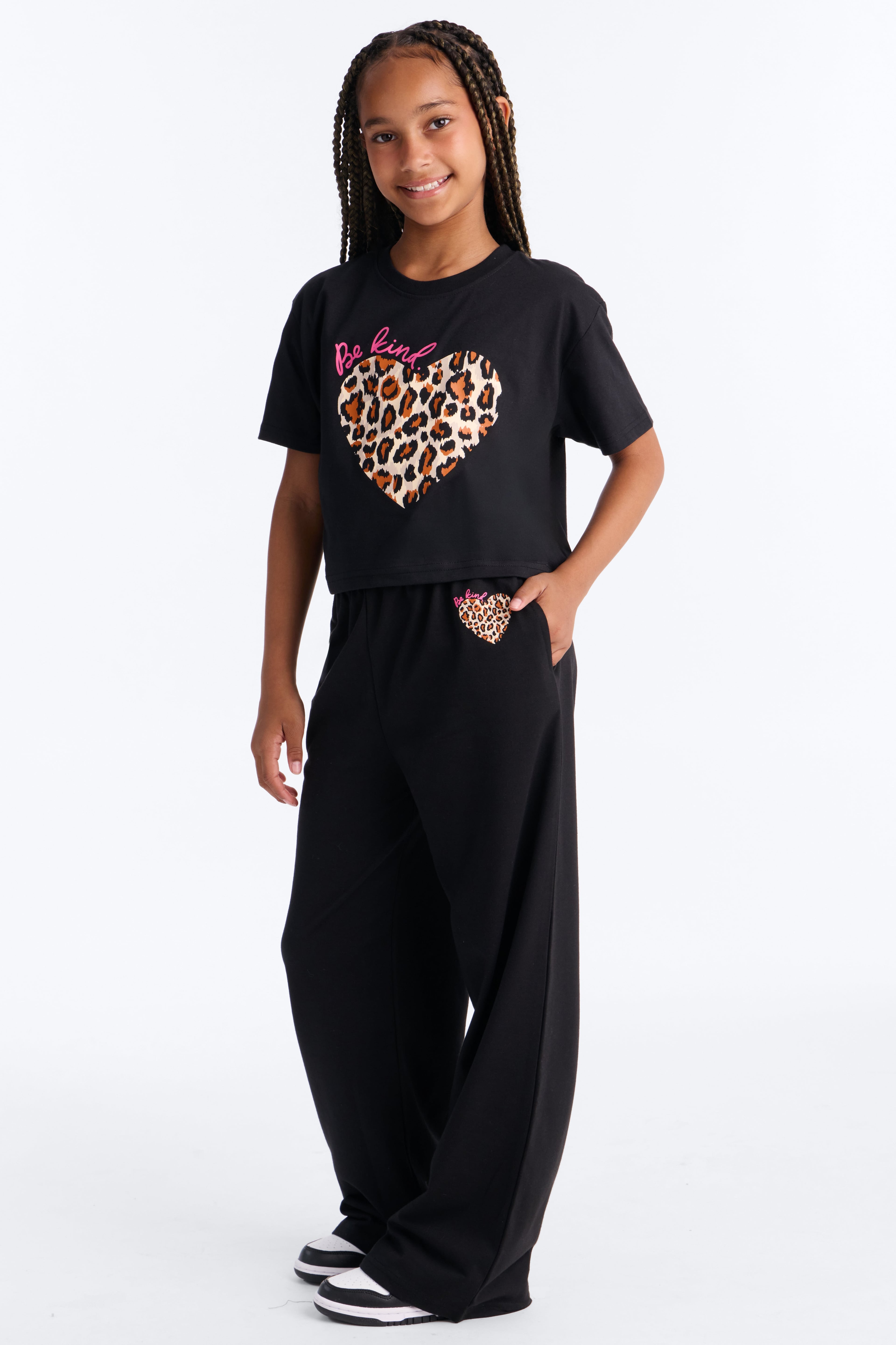 Mini Be Kind Wide Leg Pant Set - Black image 1