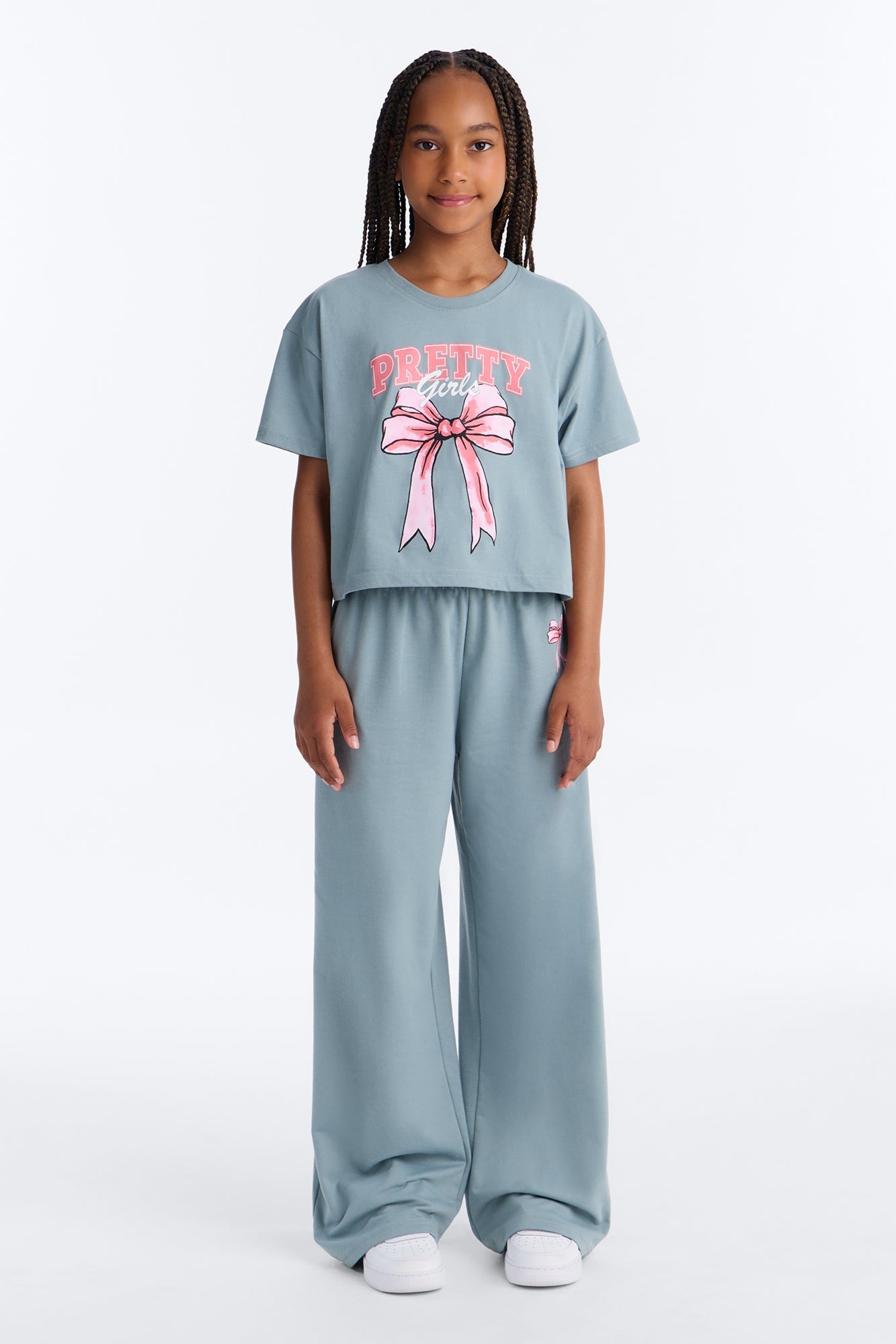 Mini Too Pretty Wide Leg Pant Set - Grey image 1