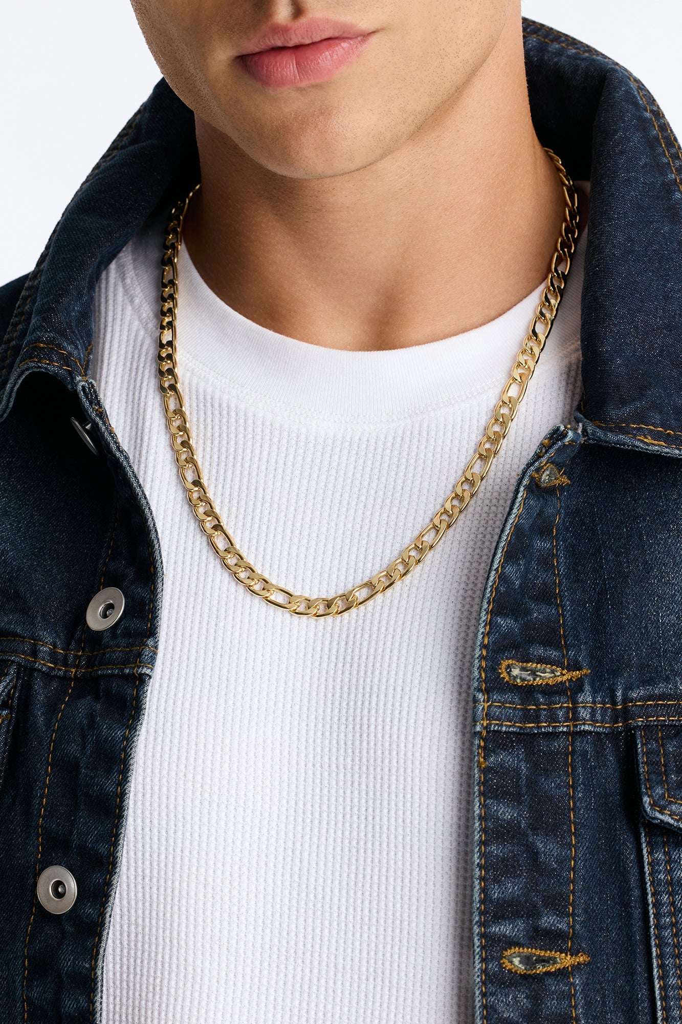 24″ Figaro Chain 8mm Necklace - Gold image 2