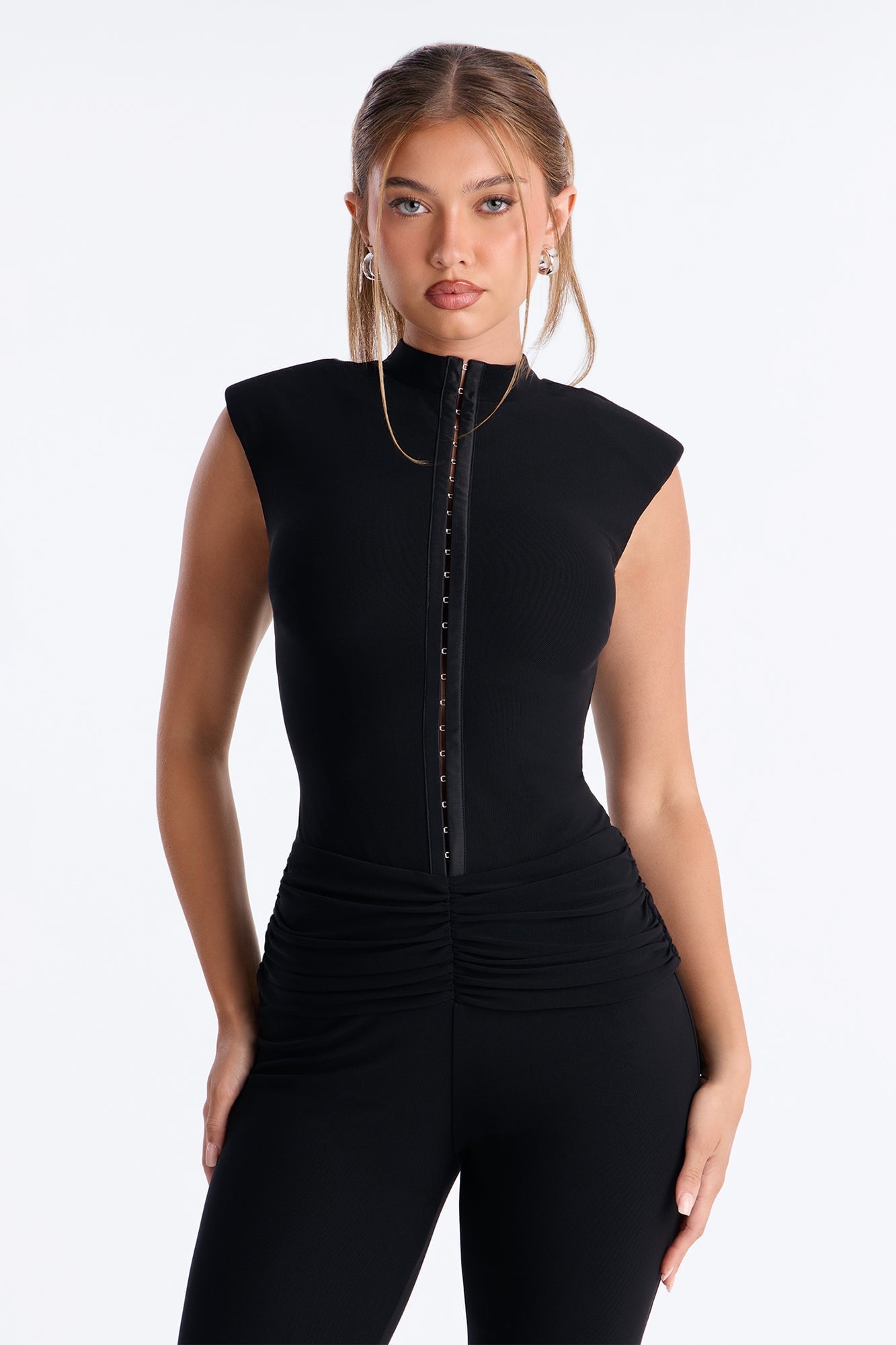 Jada Mesh Sleeveless Skinny Leg Jumpsuit - Black image 2