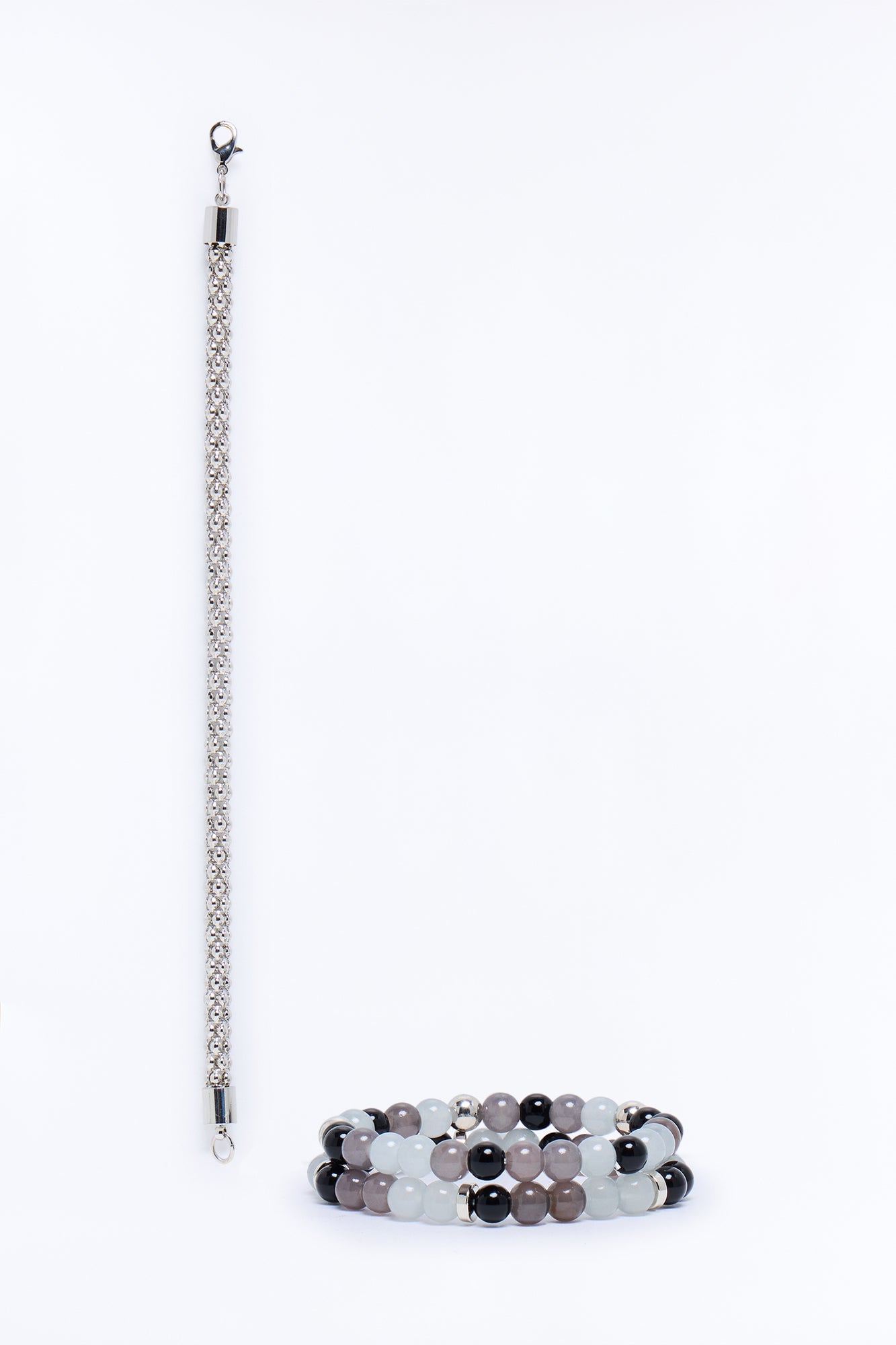 Hendrix Glass Beaded Bracelet Set - Grey image 3