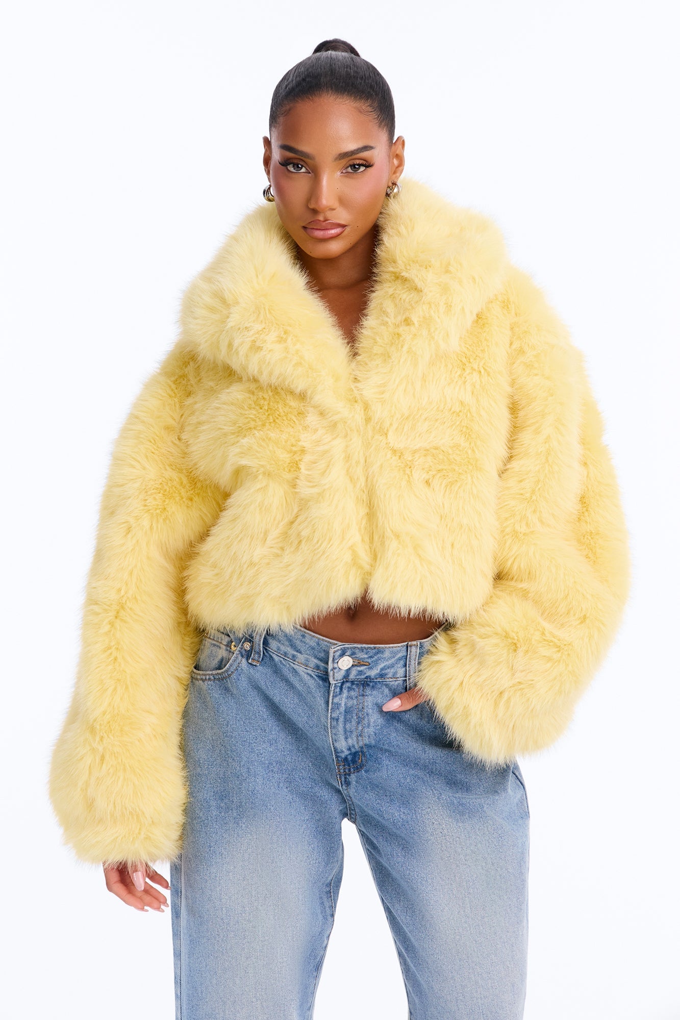 That's Luxe Faux Fur Coat - Butter Yellow image 5