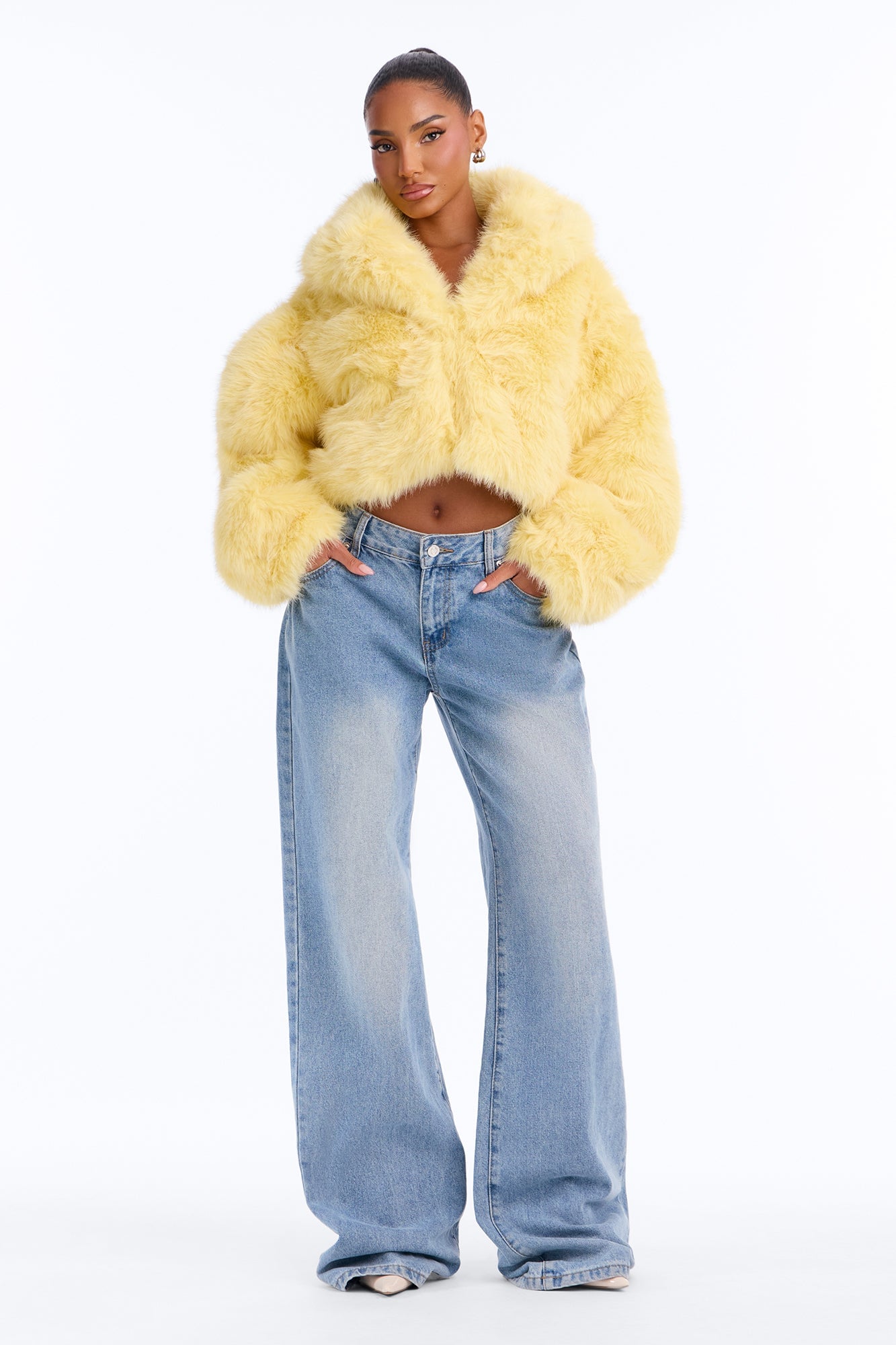 That's Luxe Faux Fur Coat - Butter Yellow image 6
