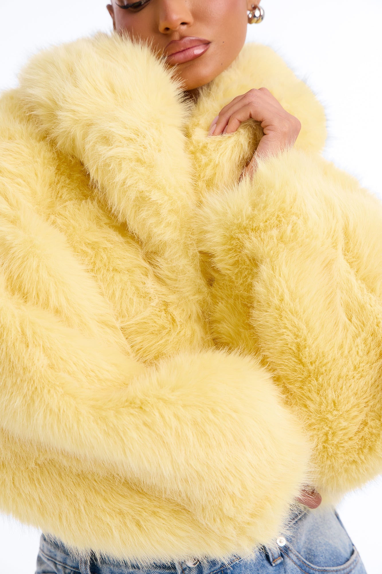 That's Luxe Faux Fur Coat - Butter Yellow image 7