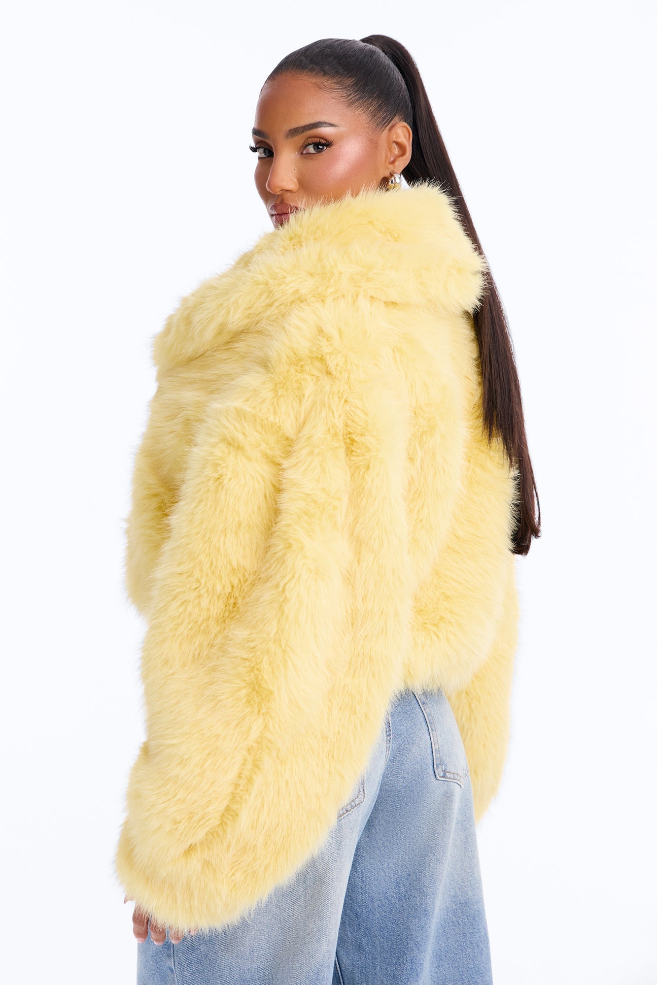That's Luxe Faux Fur Coat - Butter Yellow image 8