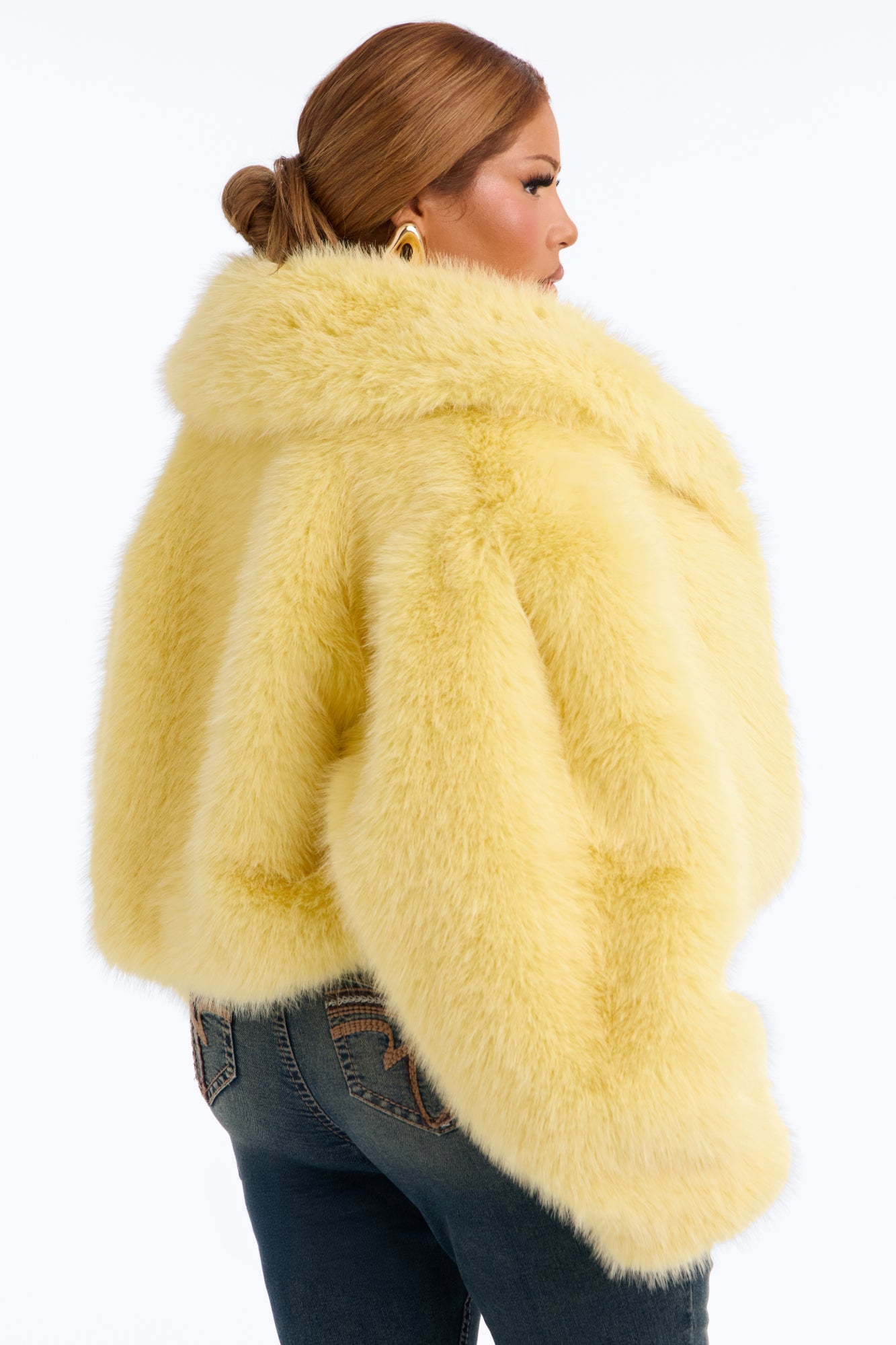 That's Luxe Faux Fur Coat - Butter Yellow image 4
