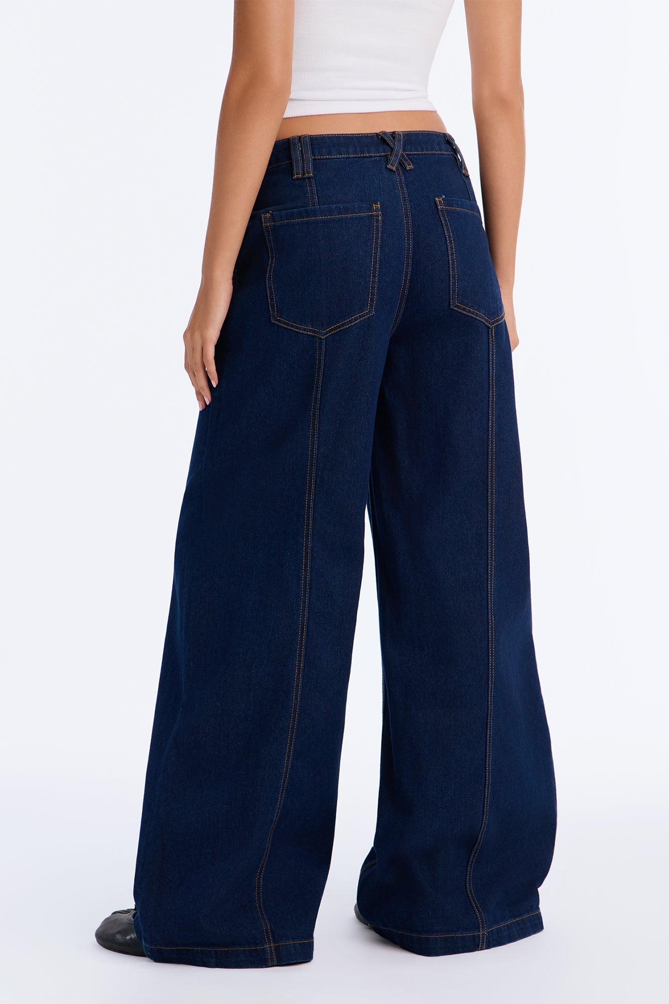 Drop A Comment Non Stretch Wide Leg Jeans - Rinse Blue Wash image 4