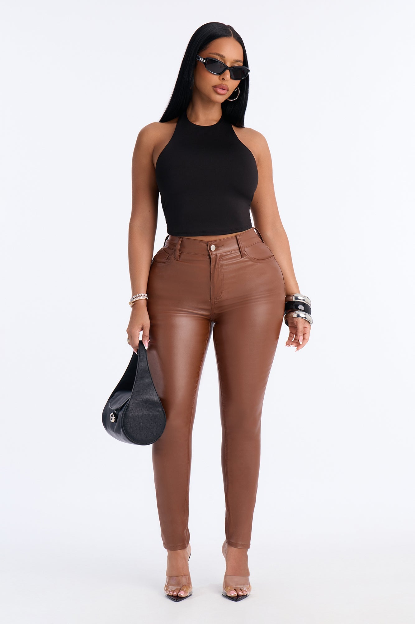 Breaking Hearts Coated Skinny Jeans - Brown image 5
