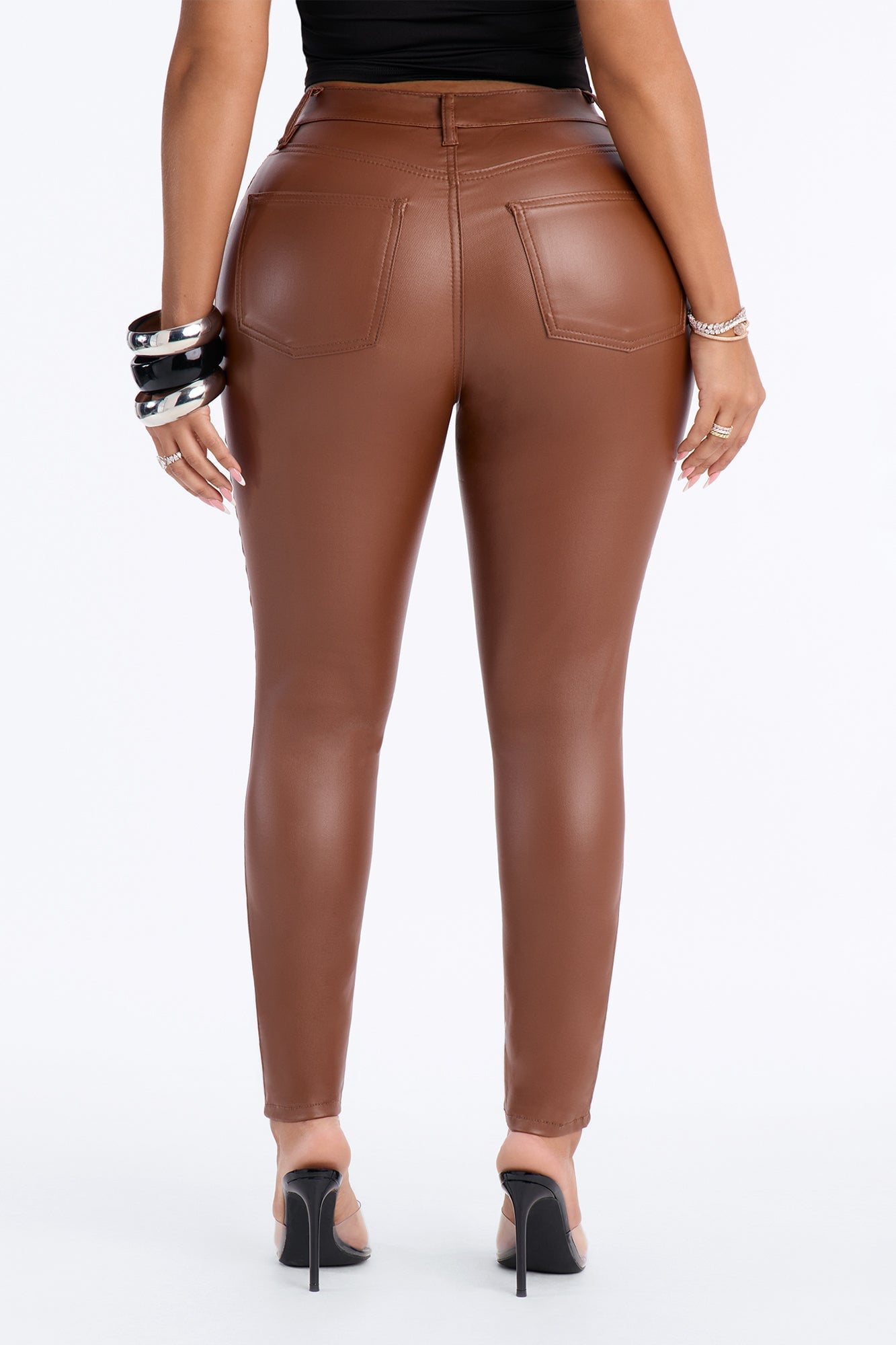 Breaking Hearts Coated Skinny Jeans - Brown image 8
