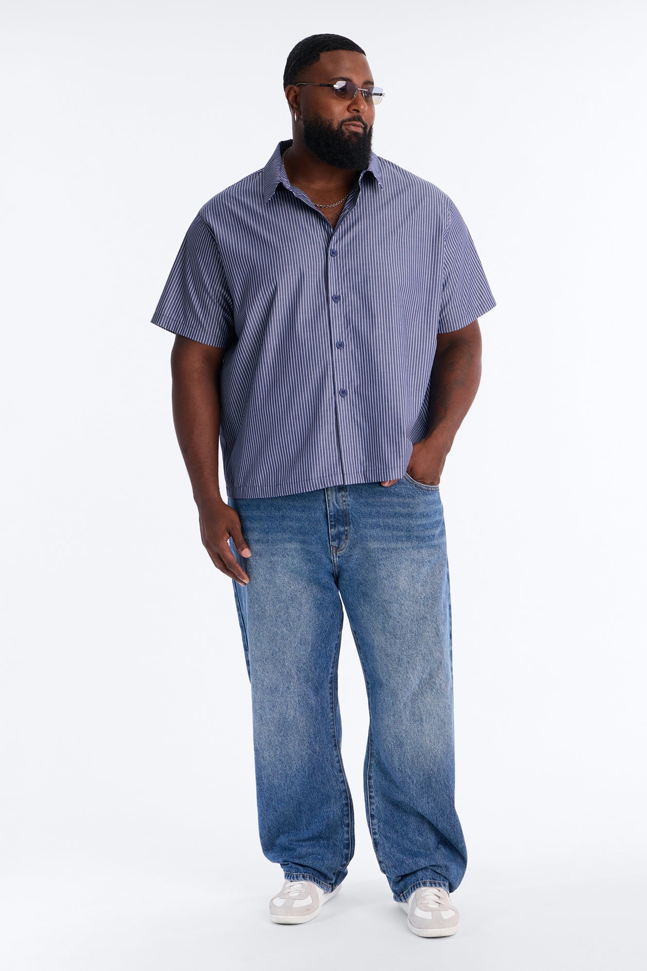 Monaco Relaxed Full Button Shirt - Navy/combo image 2