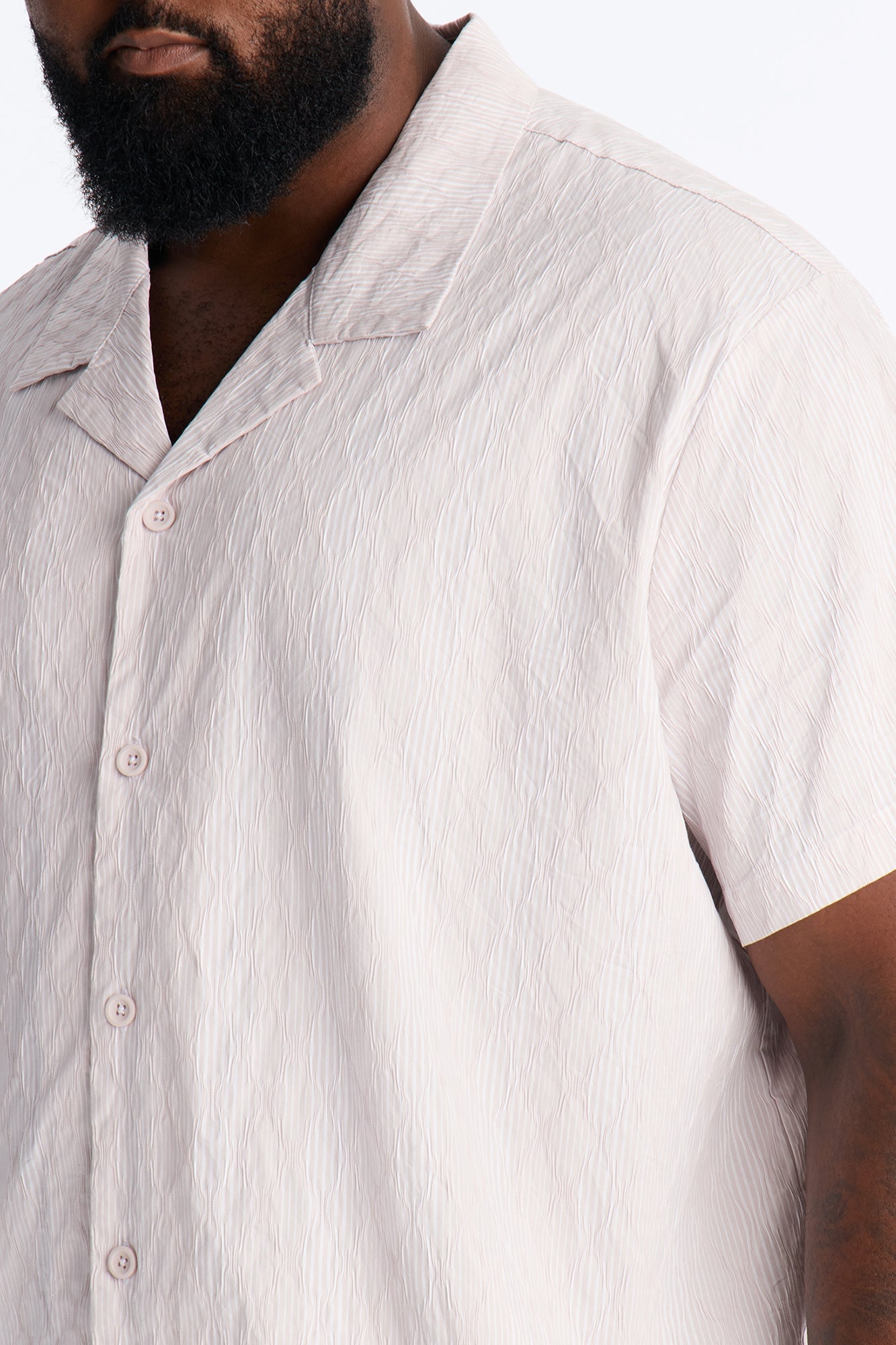 Harbor Stripe Cuban Collar Button Up Shirt - Mauve/combo image 4