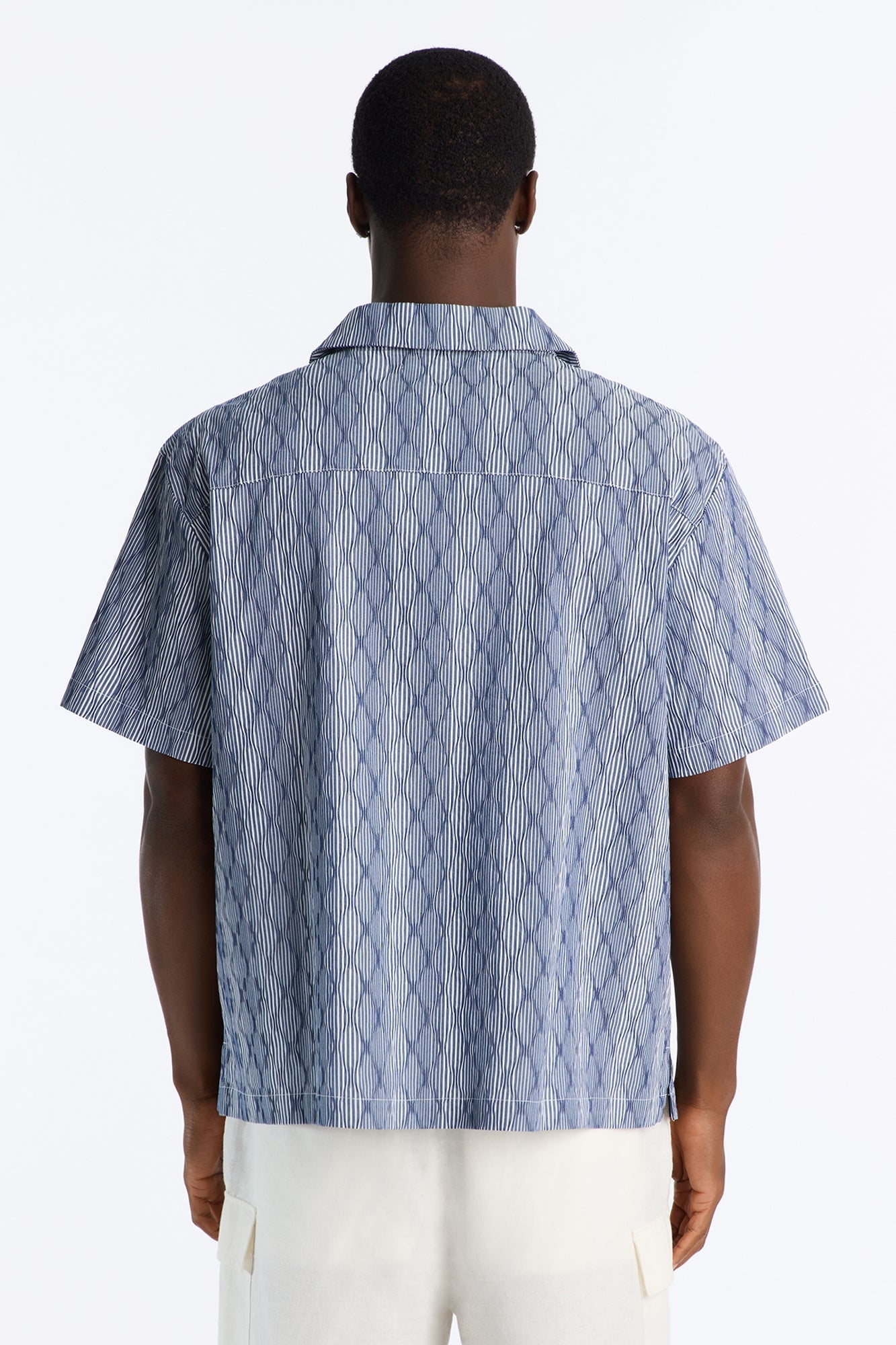 Harbor Stripe Cuban Collar Button Up Shirt - Navy/combo image 7