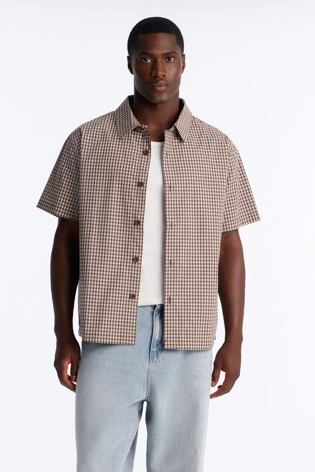 No Where To Be Found Plaid Button Up Shirt - Brown/combo image 5