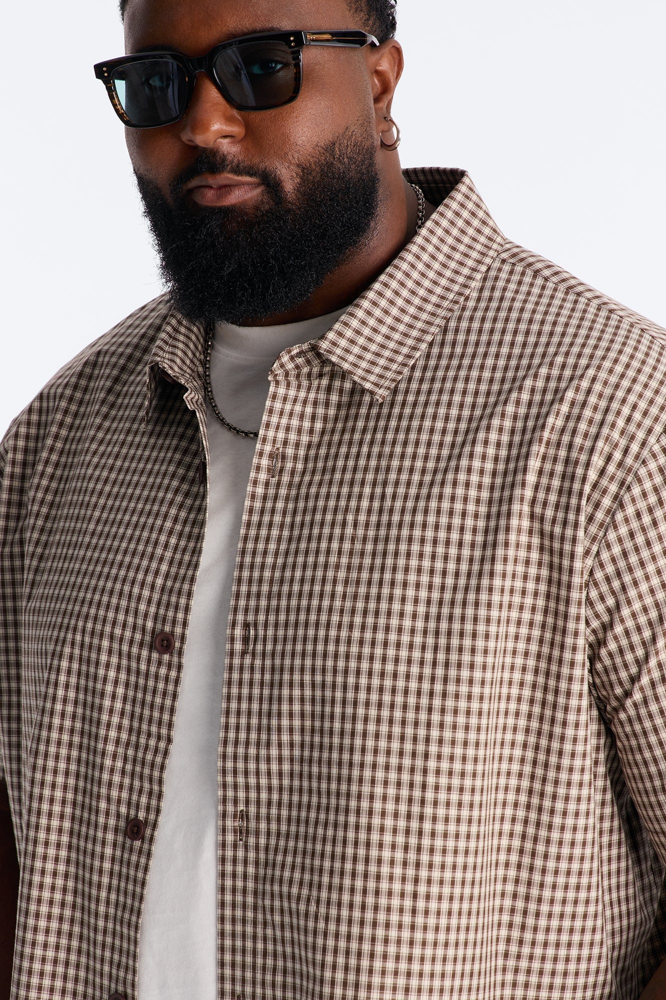 No Where To Be Found Plaid Button Up Shirt - Brown/combo image 4