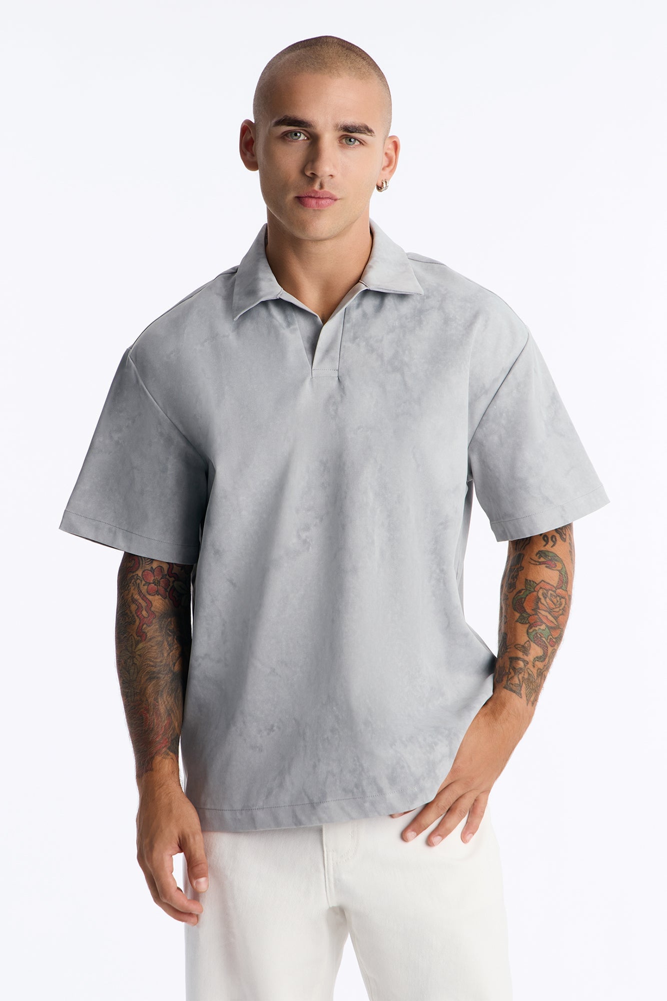 Modern Envoy Boxy Short Sleeve Polo - Washed Grey image 5