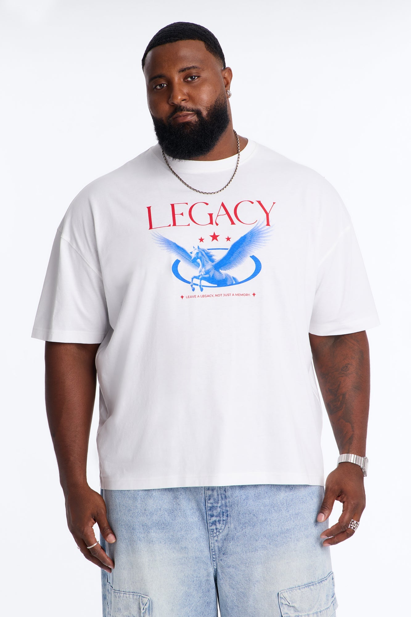 Legacy Pegasus Vintage Oversized Short Sleeve Tee - White