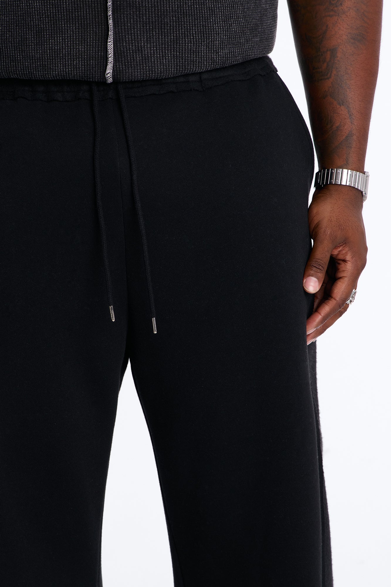 Reverse Panel Straight Leg Sweatpant - Black image 3