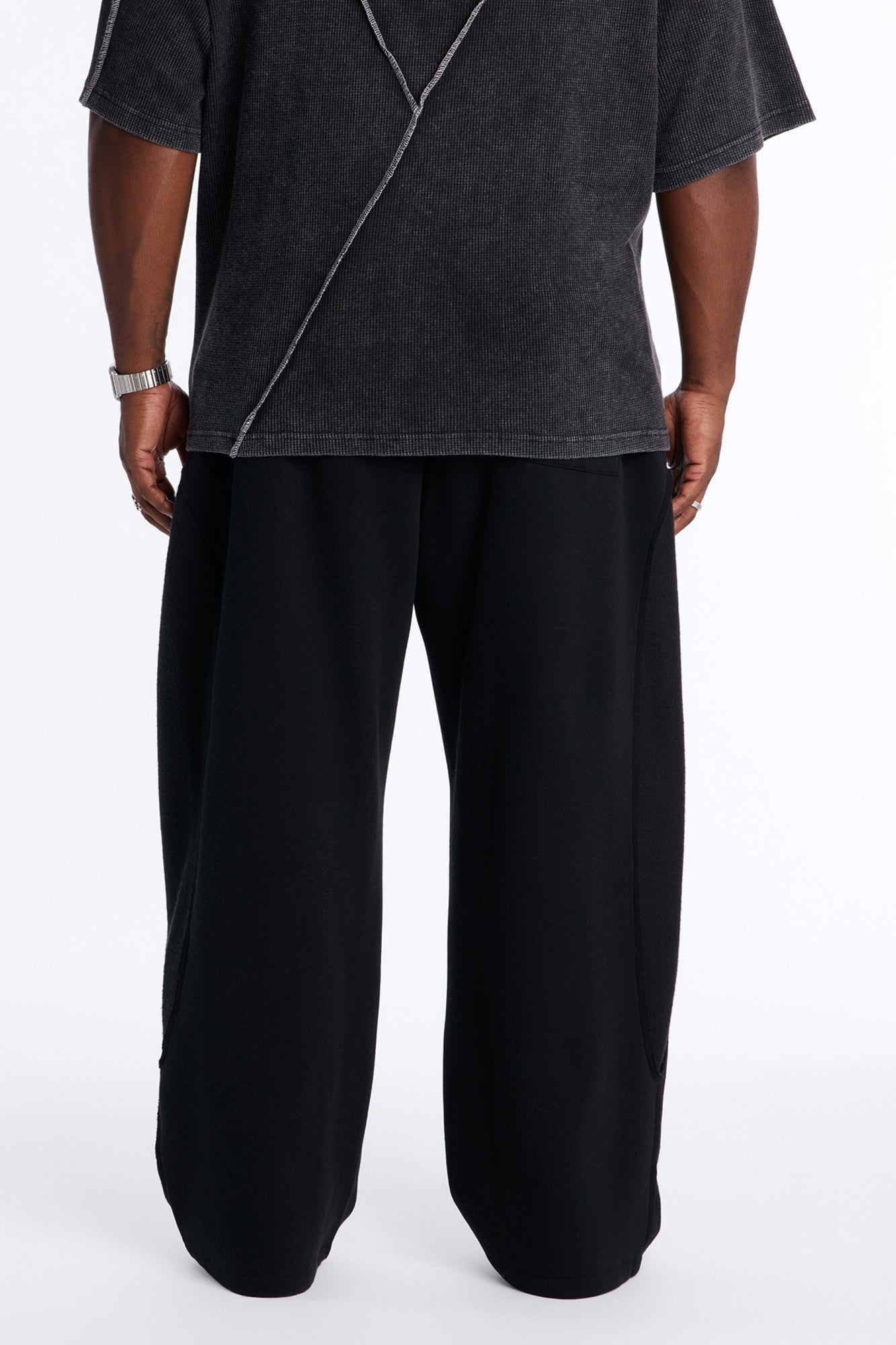Reverse Panel Straight Leg Sweatpant - Black image 4