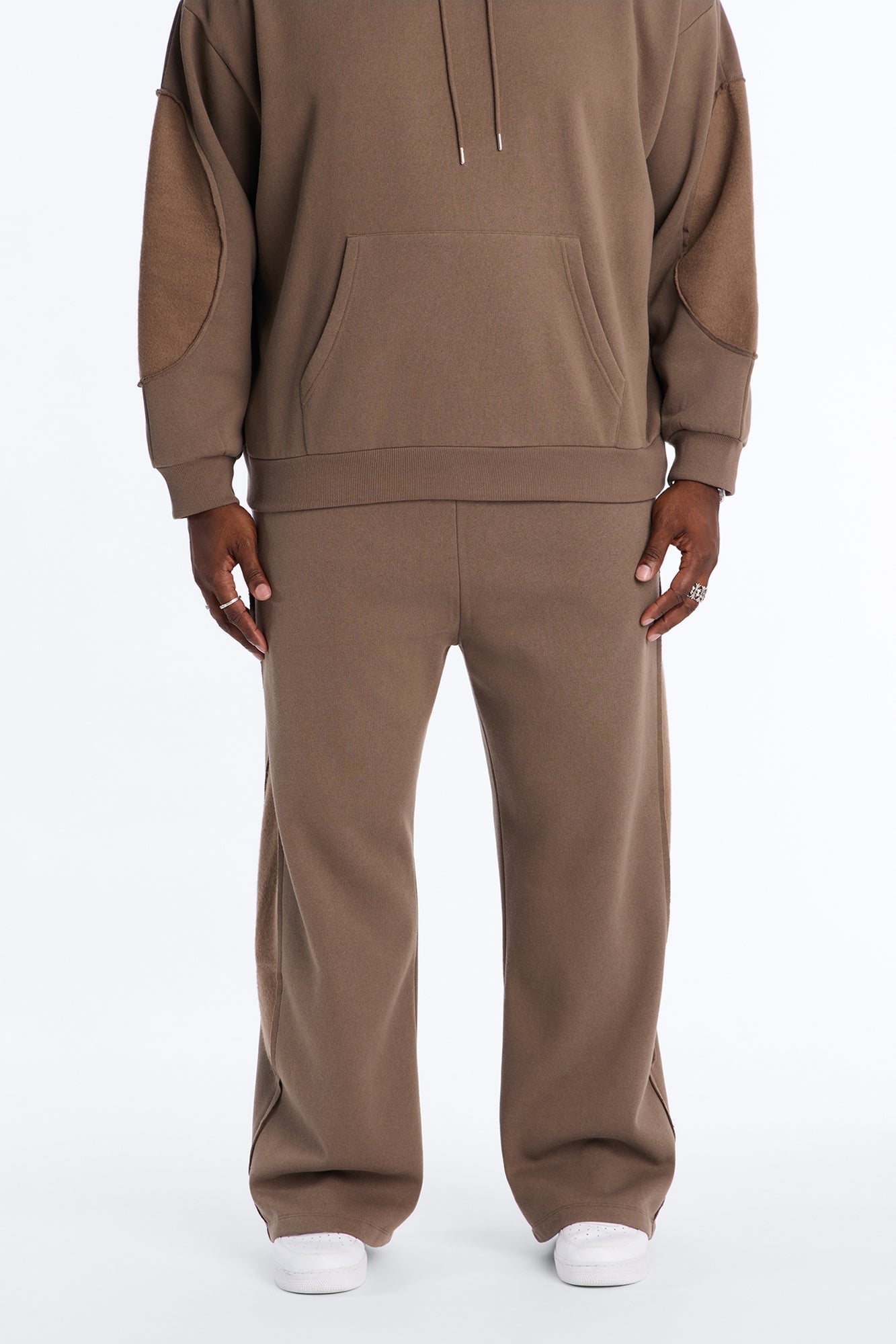 Reverse Panel Straight Leg Sweatpant - Brown image 1