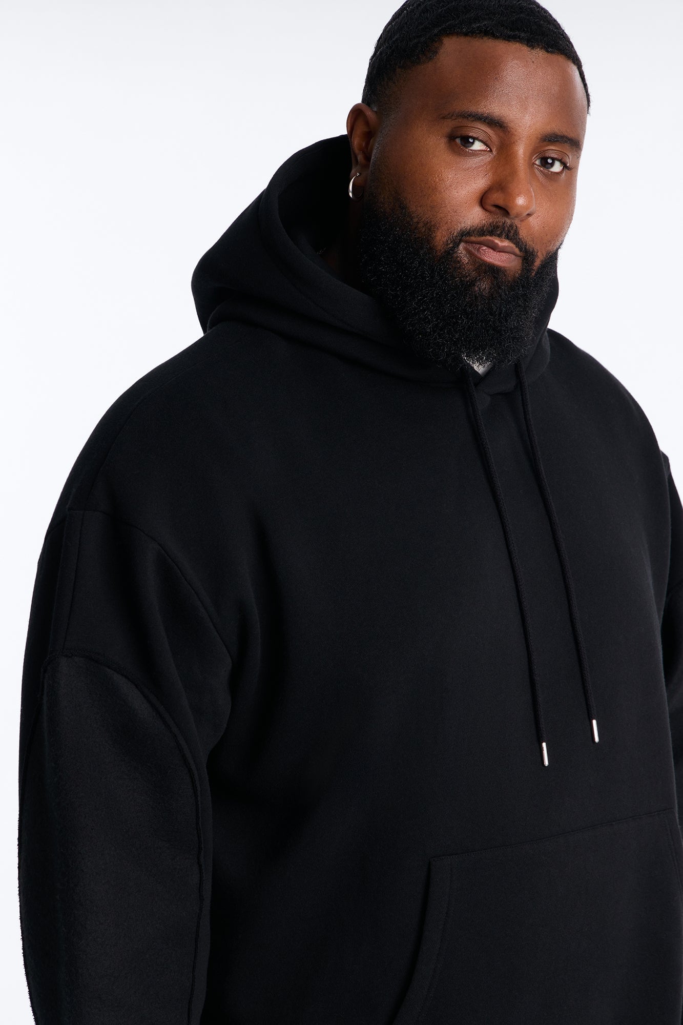 Reverse Panel Oversized Hoodie - Black image 3