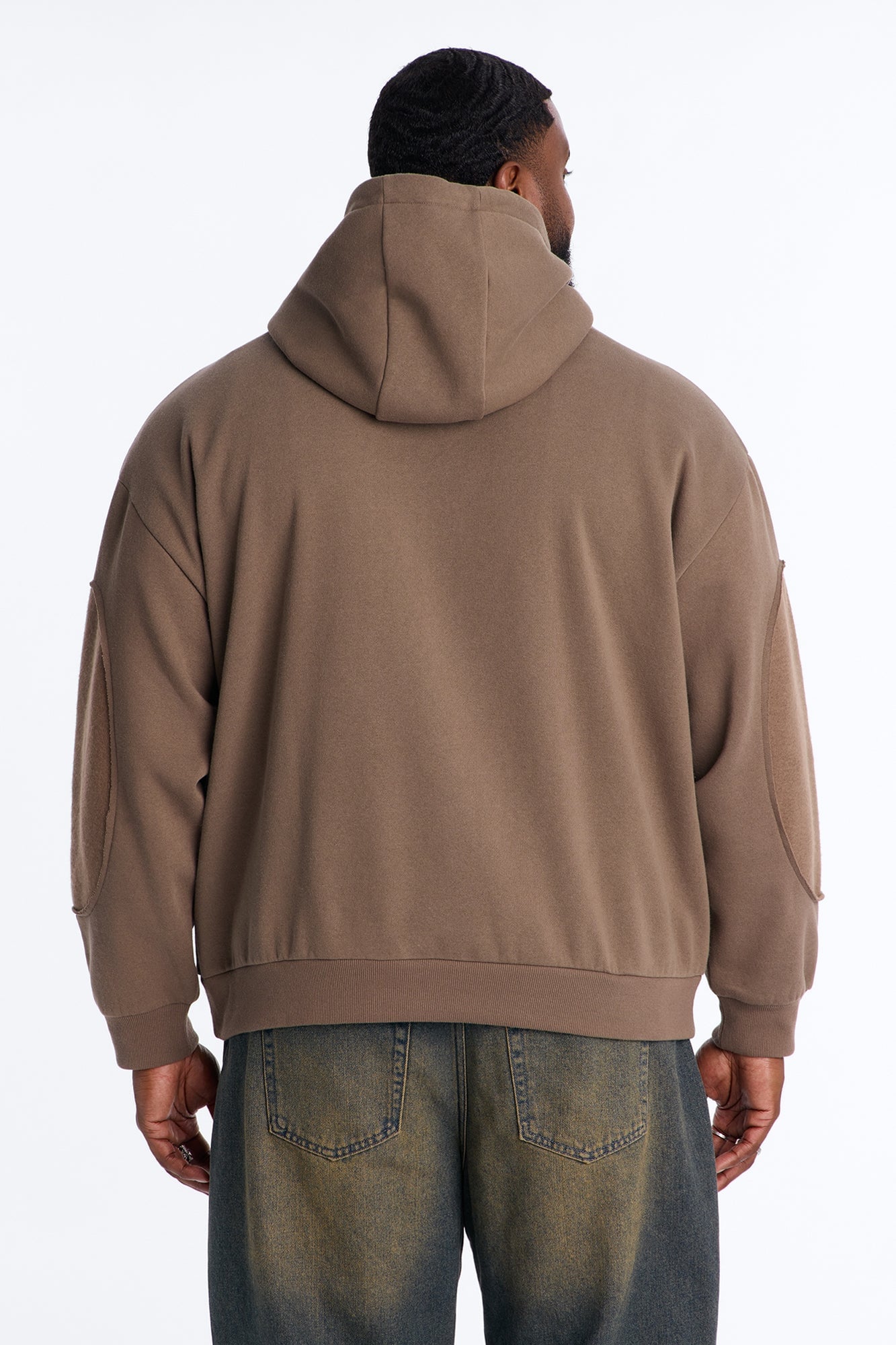 Reverse Panel Oversized Hoodie - Brown image 4