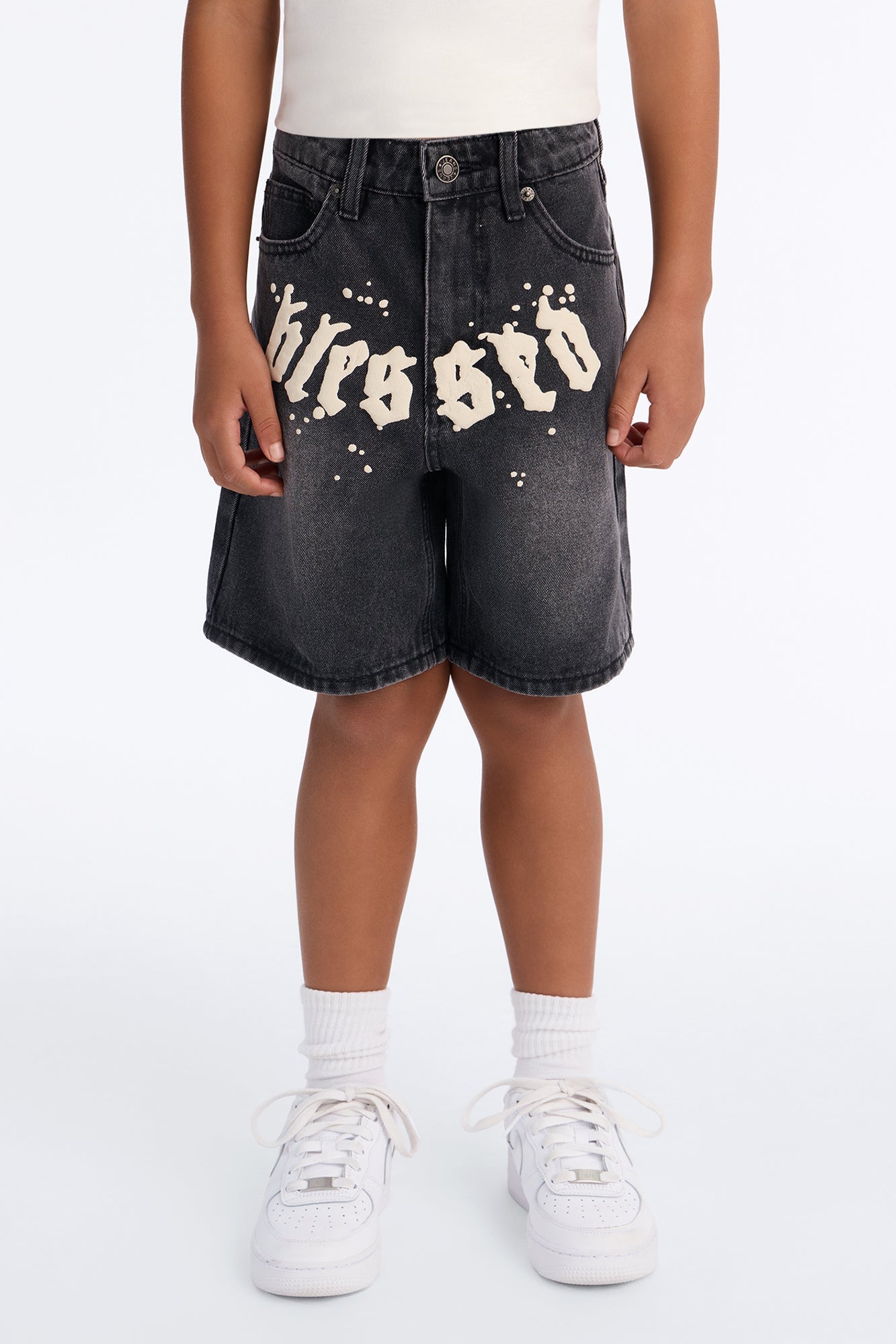 Mini Relaxed Been Blessed Denim Shorts - Black image 2
