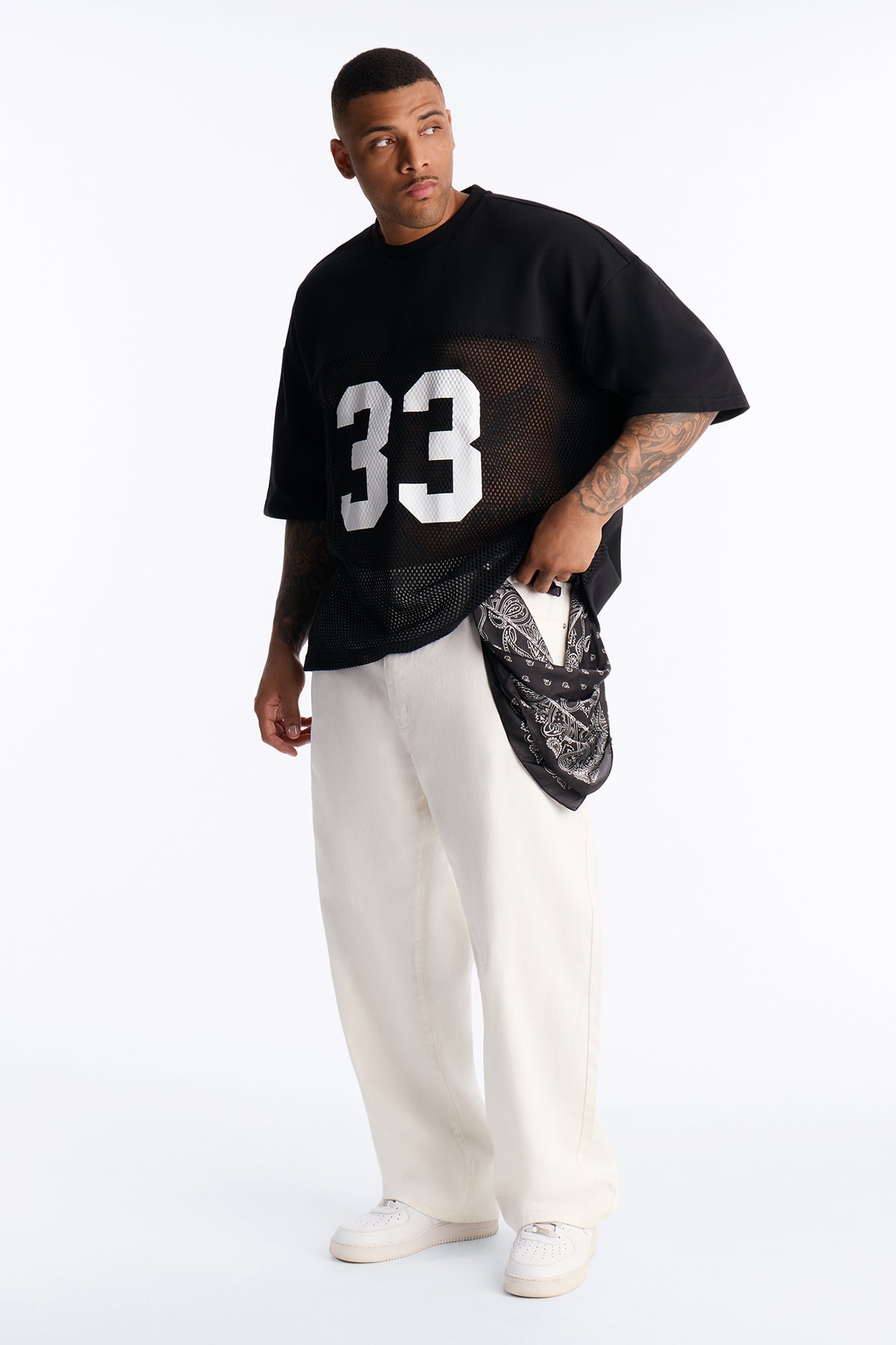 33 Oversized Mesh Fleece Tee - Black image 2