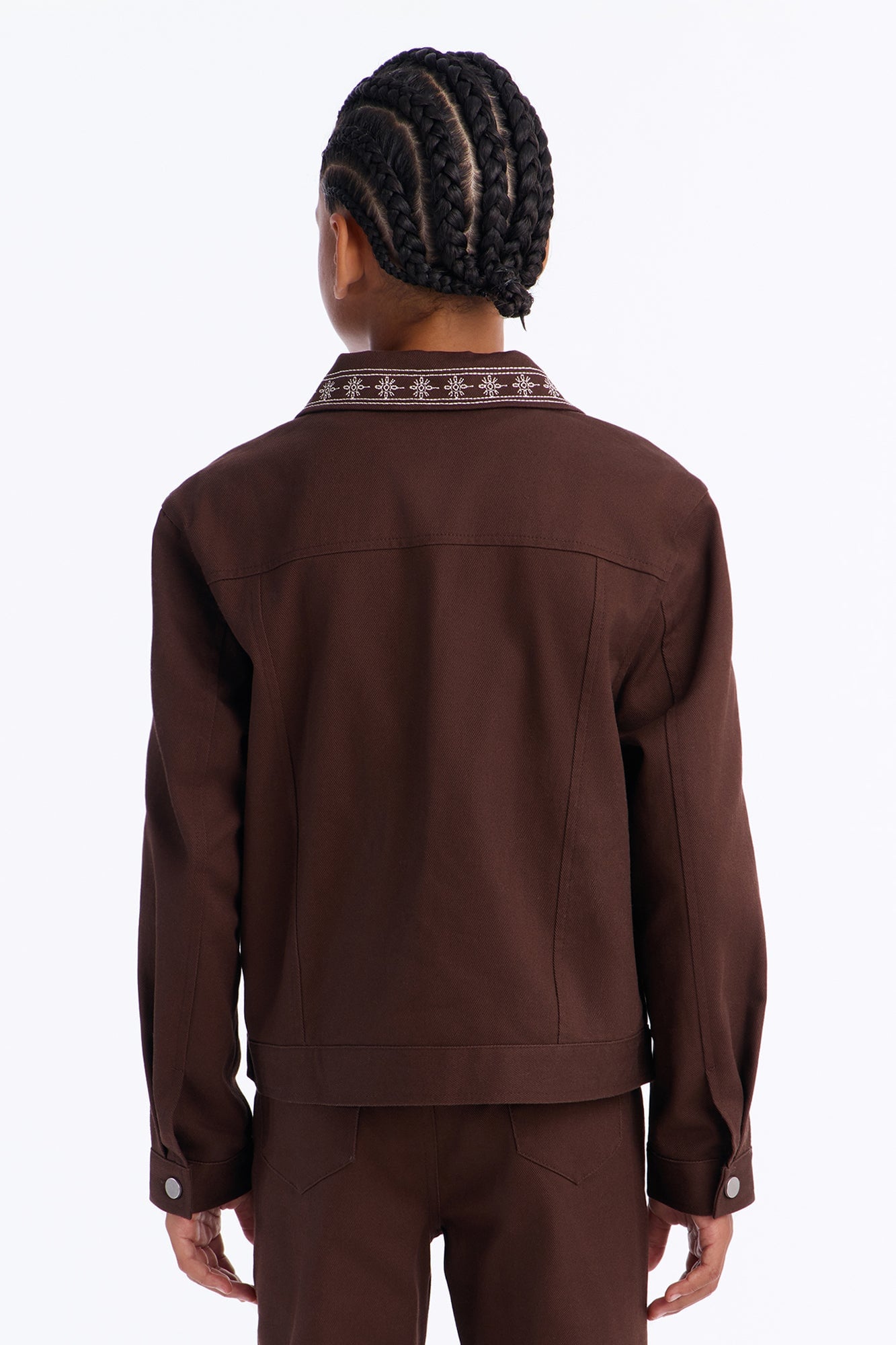 Mini On A Loop Embroidered Stitch Trucker Jacket - Brown image 4
