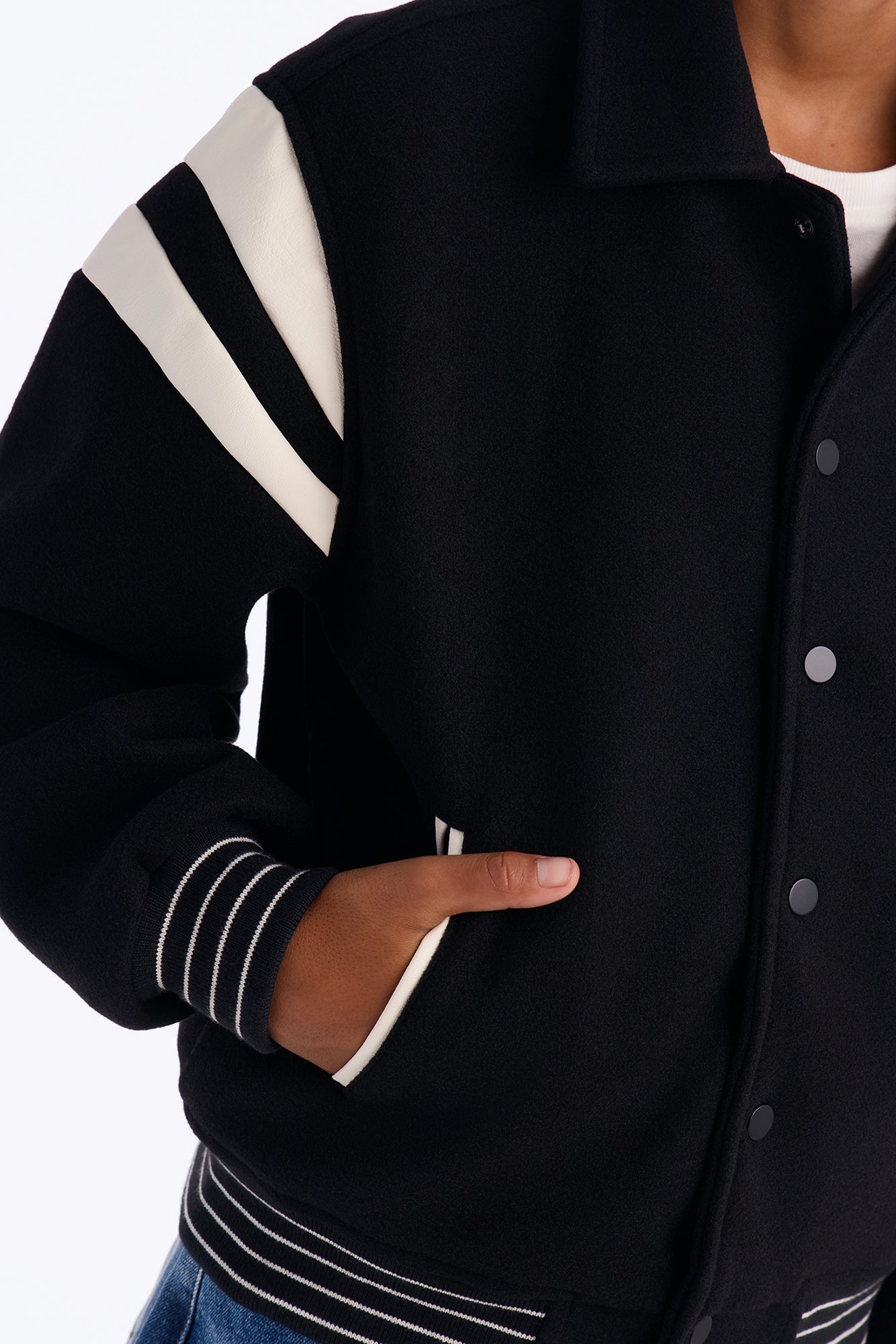 Mini Classic Old School Varsity Jacket - Black image 4