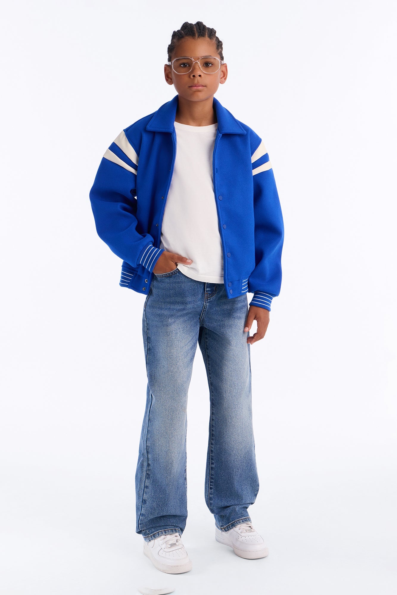 Mini Classic Old School Varsity Jacket - Blue image 2
