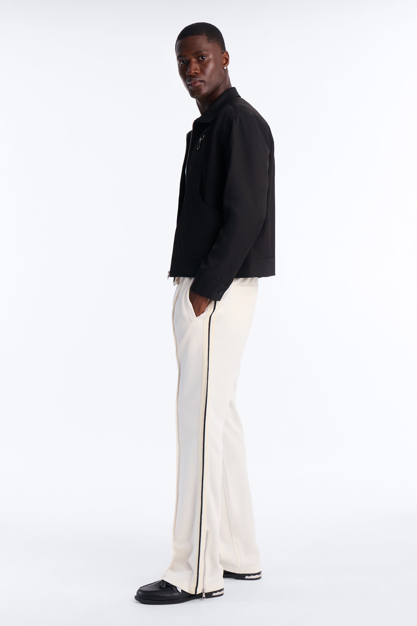 Dennis Slim Flare Track Pant - Cream image 5