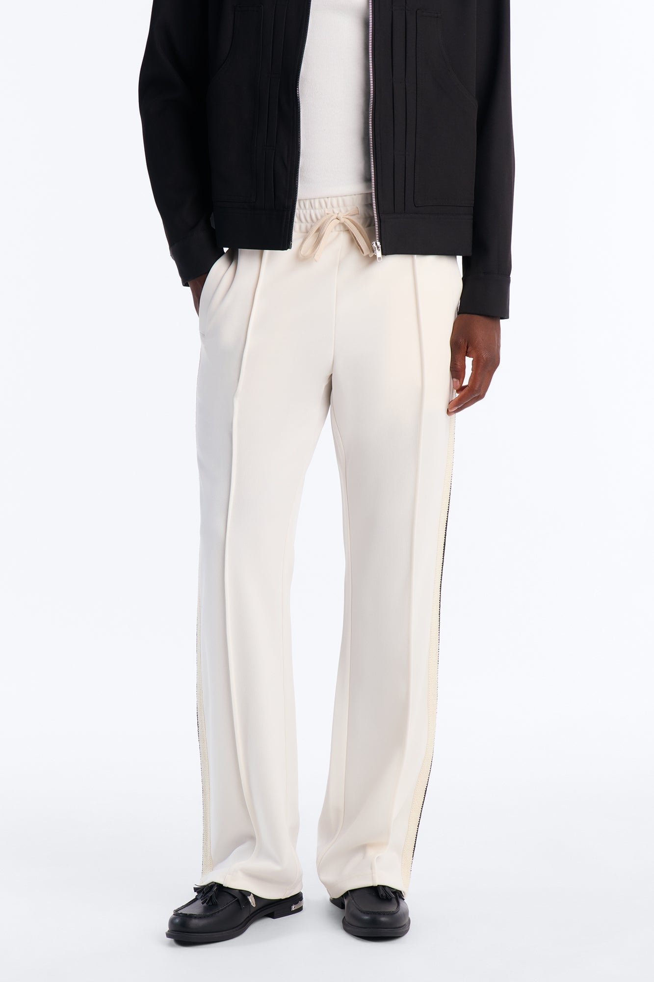 Dennis Slim Flare Track Pant - Cream image 6