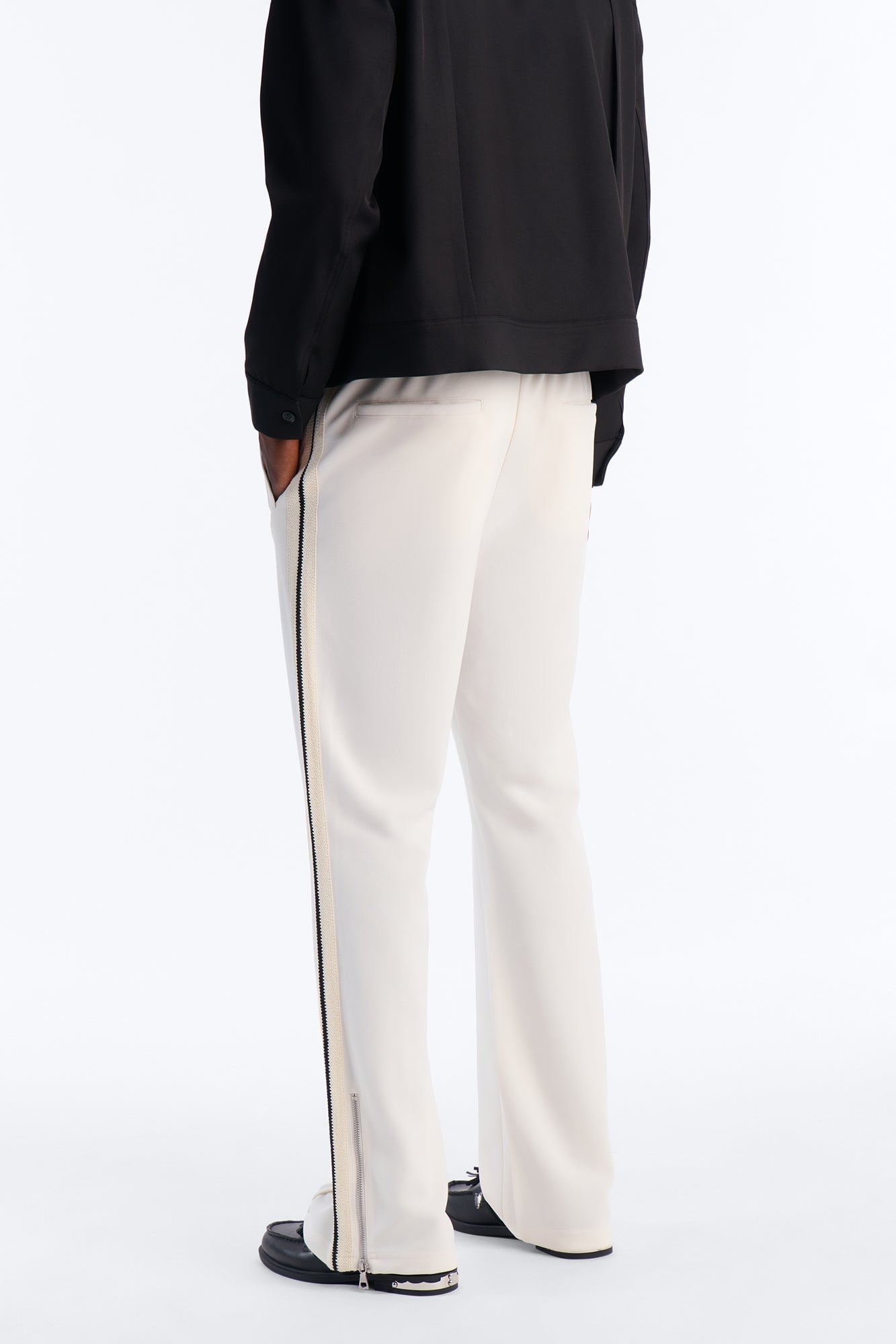 Dennis Slim Flare Track Pant - Cream image 8