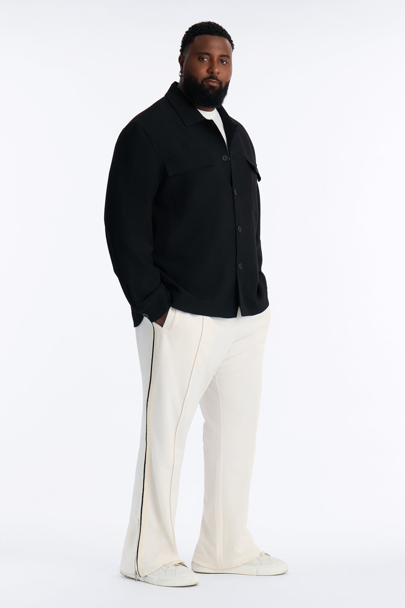 Dennis Slim Flare Track Pant - Cream image 1