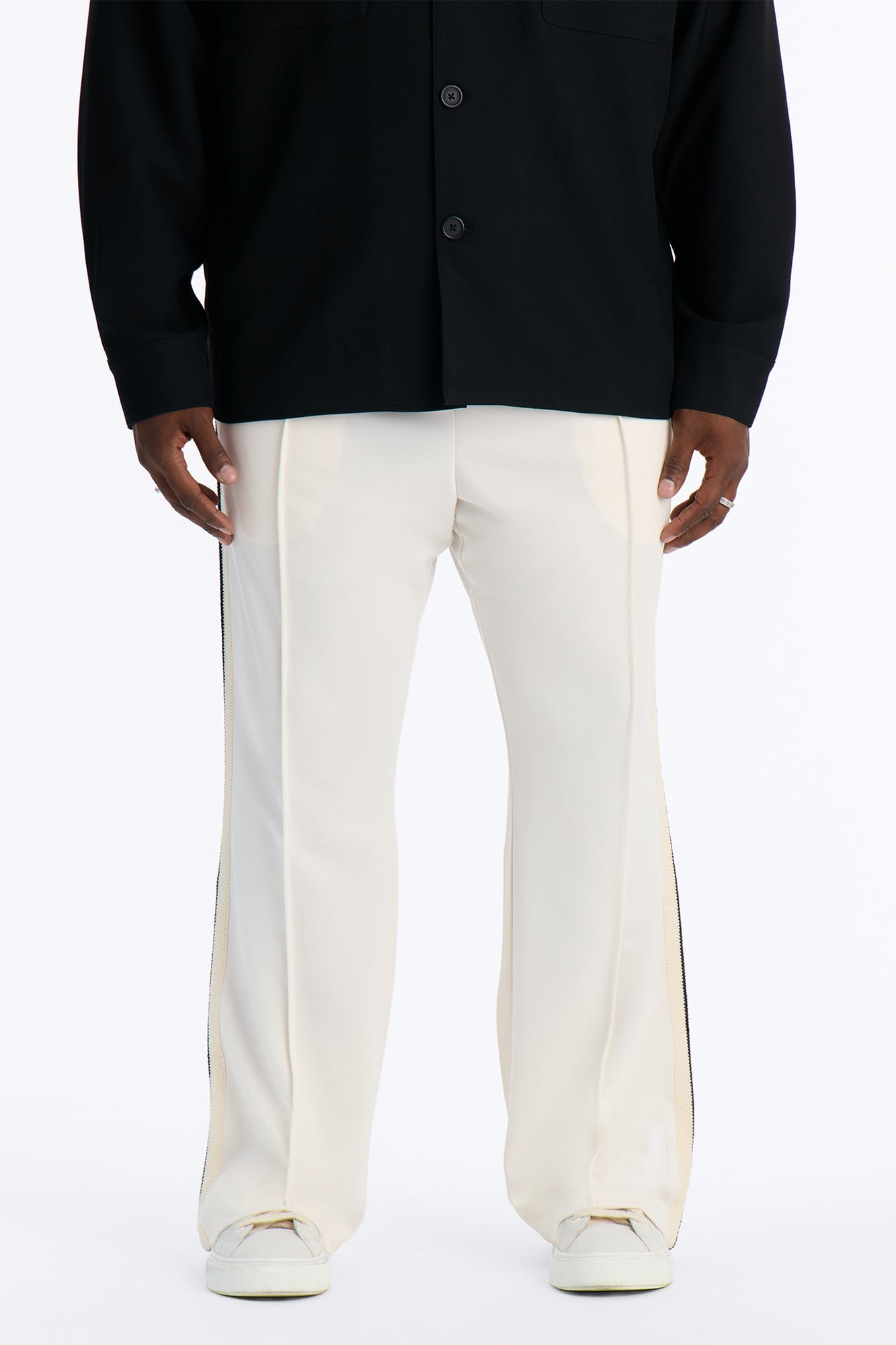 Dennis Slim Flare Track Pant - Cream image 2