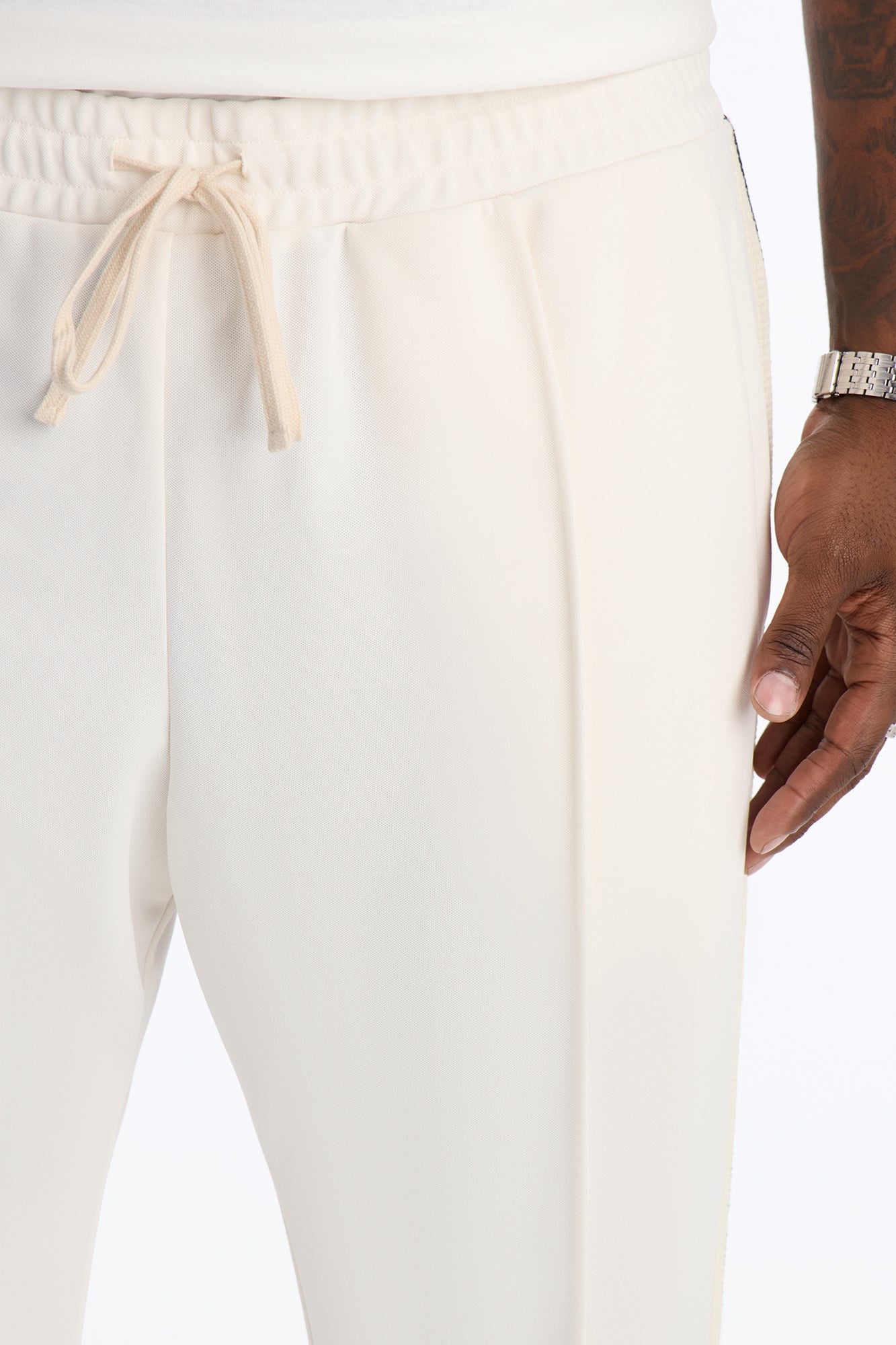 Dennis Slim Flare Track Pant - Cream image 3