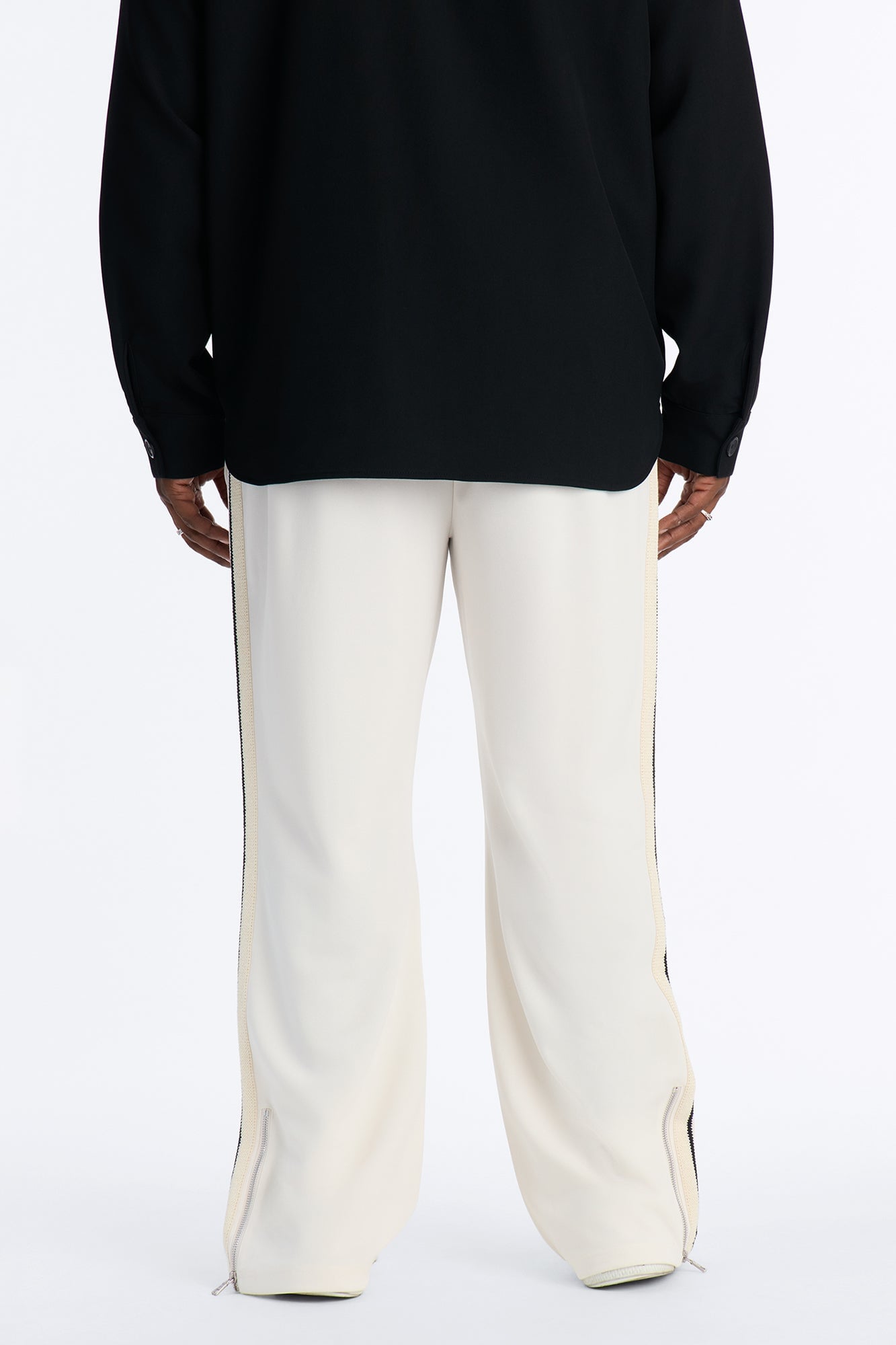 Dennis Slim Flare Track Pant - Cream image 4