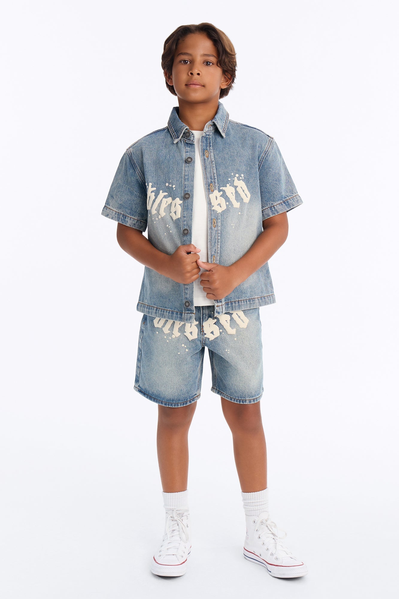 Mini Been Blessed Denim Button Up Shirt - Medium Blue Wash image 2