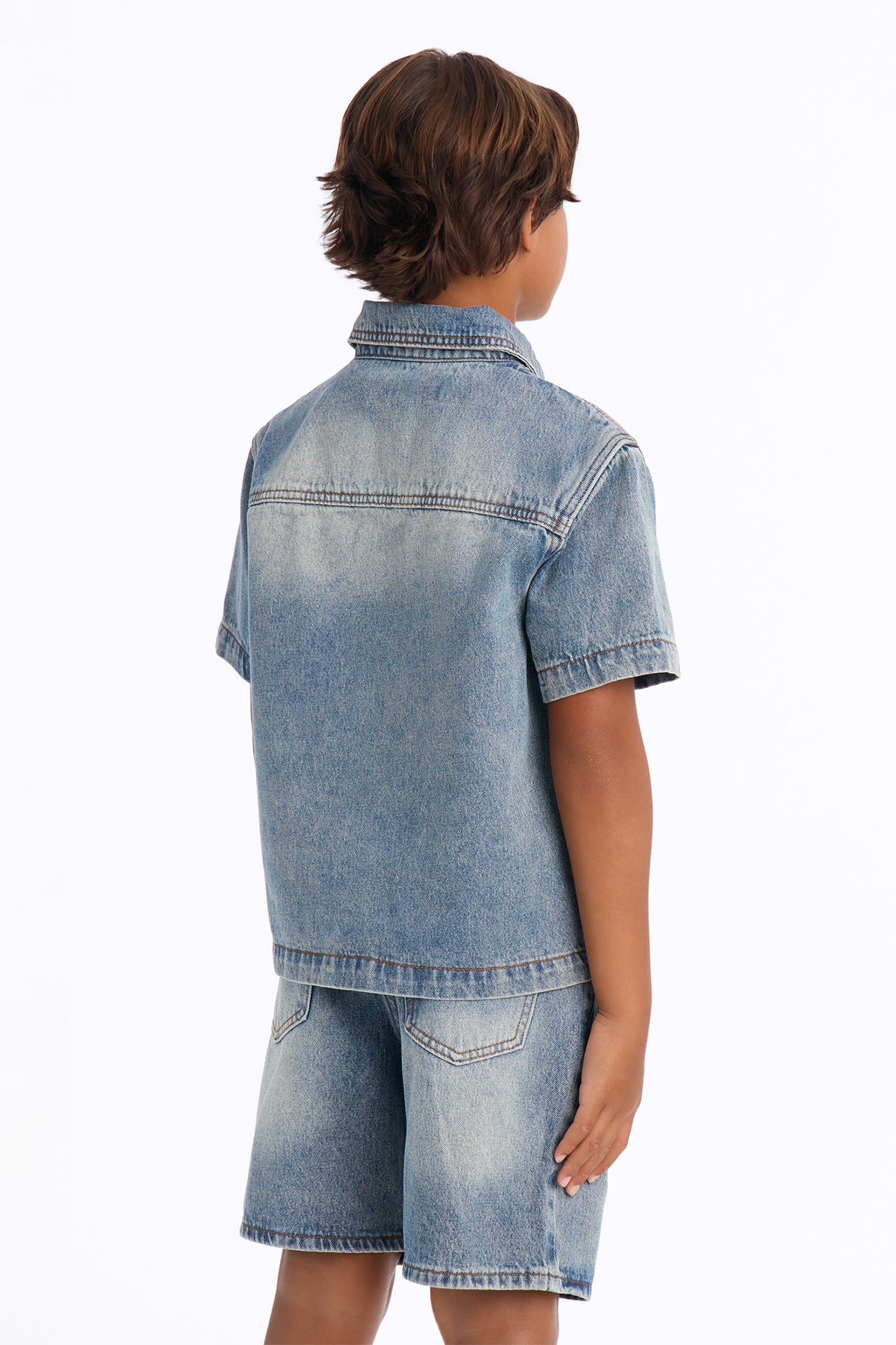 Mini Been Blessed Denim Button Up Shirt - Medium Blue Wash image 4