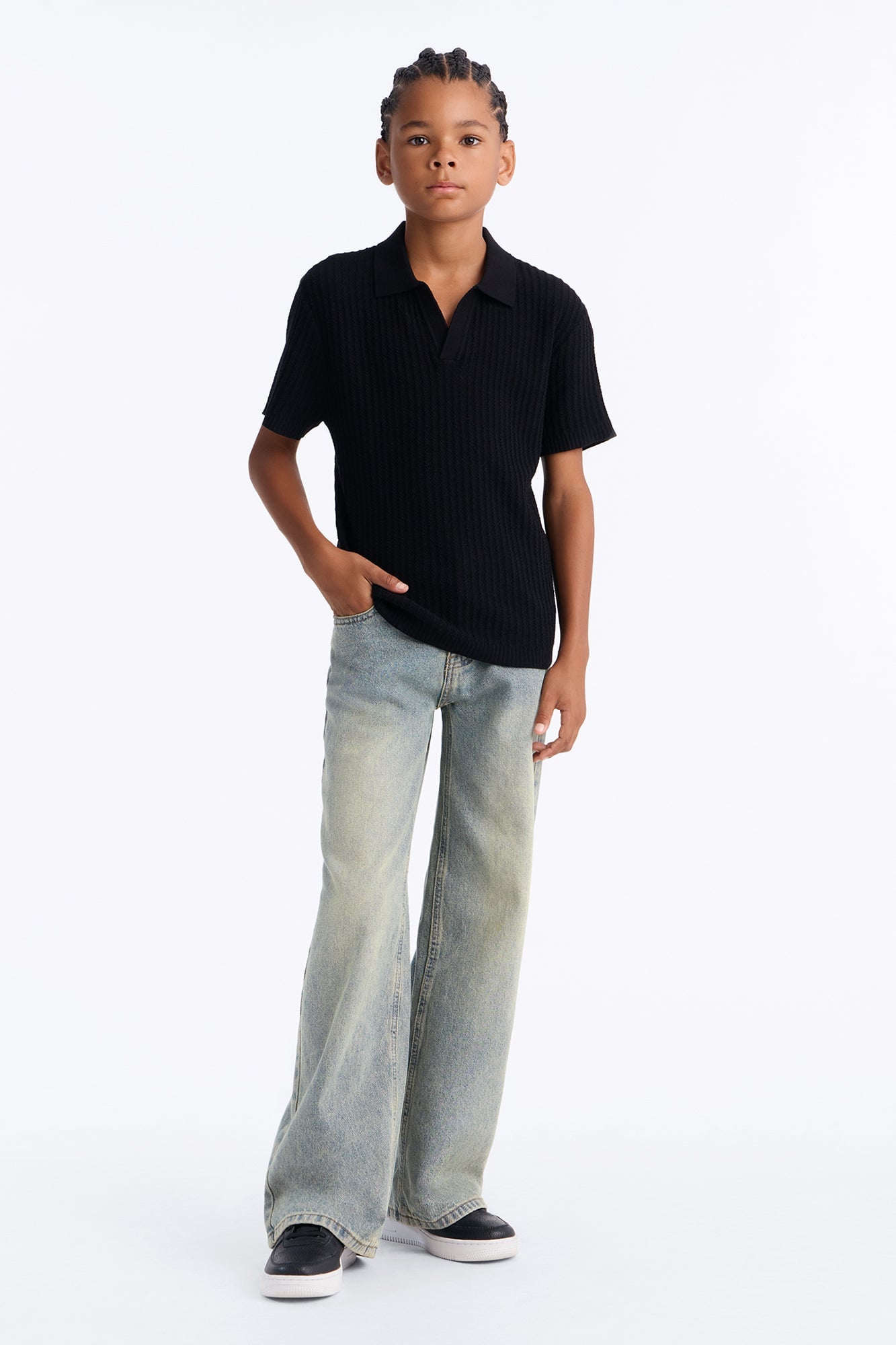 Mini Coastal Knit Short Sleeve Shirt - Black image 2