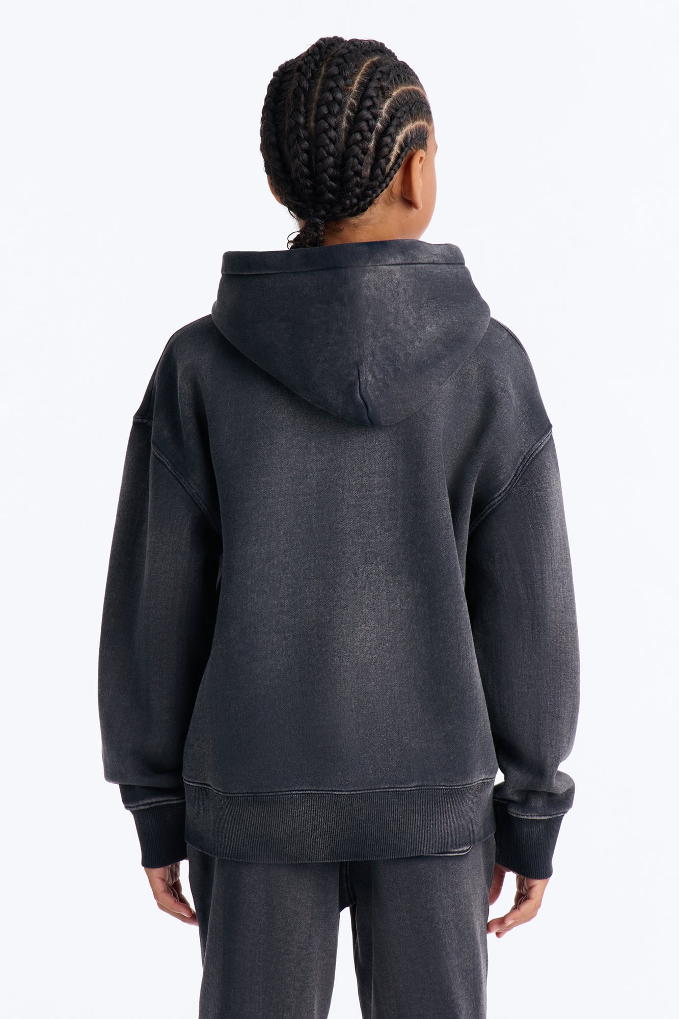 Mini Acid Wash Oversized Heavyweight Hoodie - Black image 3