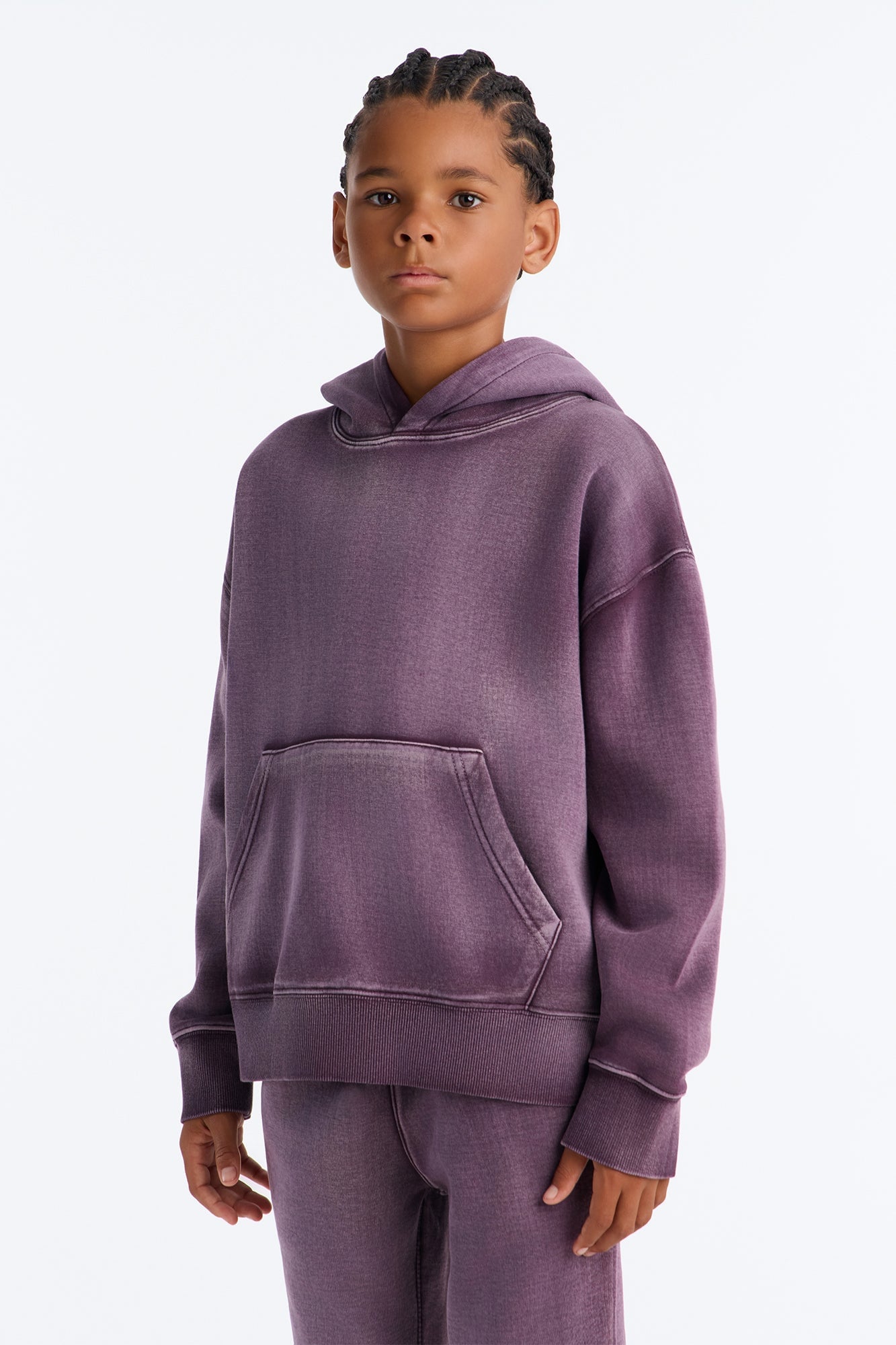 Mini Acid Wash Oversized Heavyweight Hoodie - Purple image 1